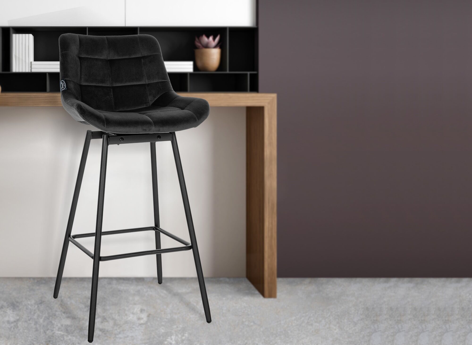 Barhocker Weston Schwenkbar Samt, schwarz