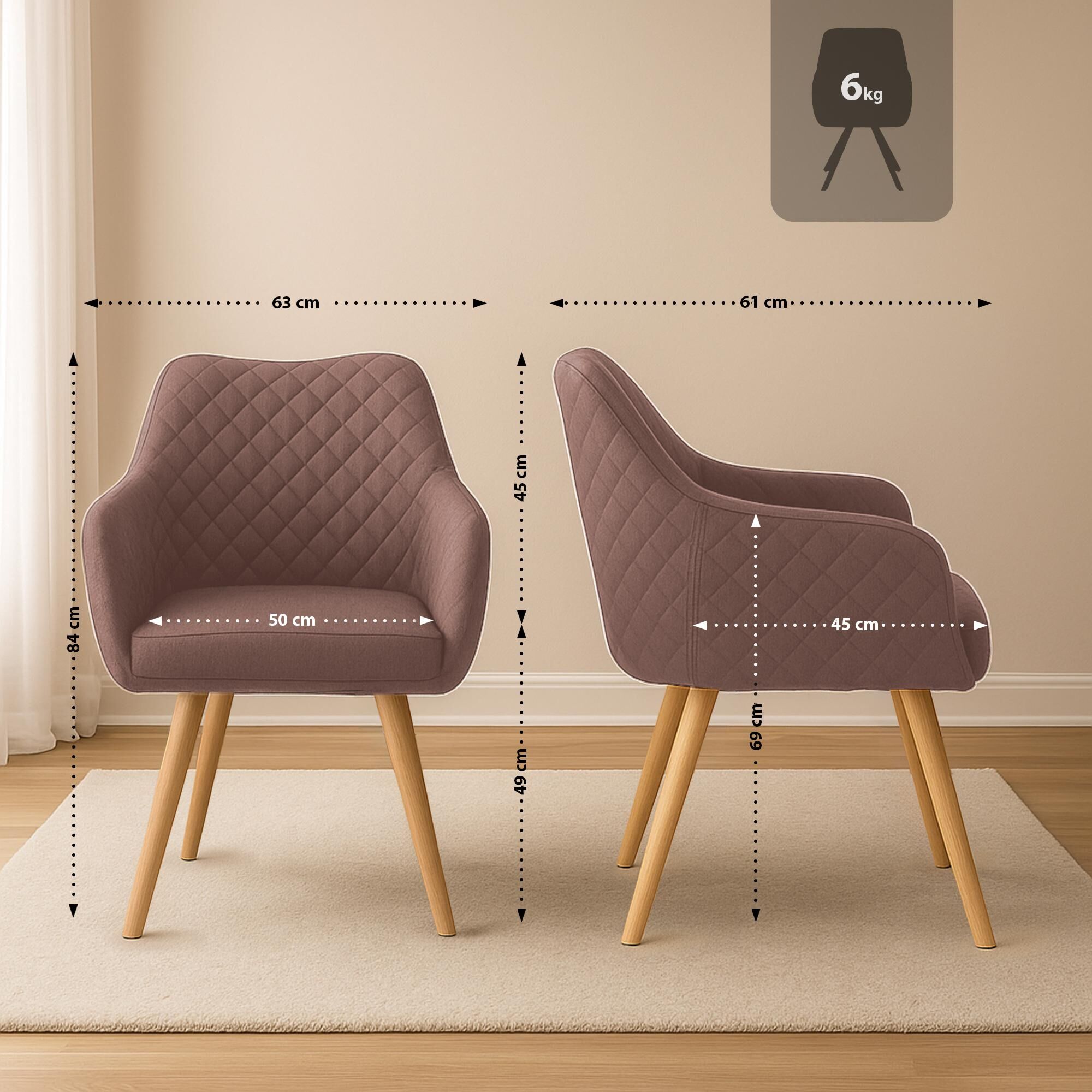 Esszimmerstuhl Gent Stoff natura, braun