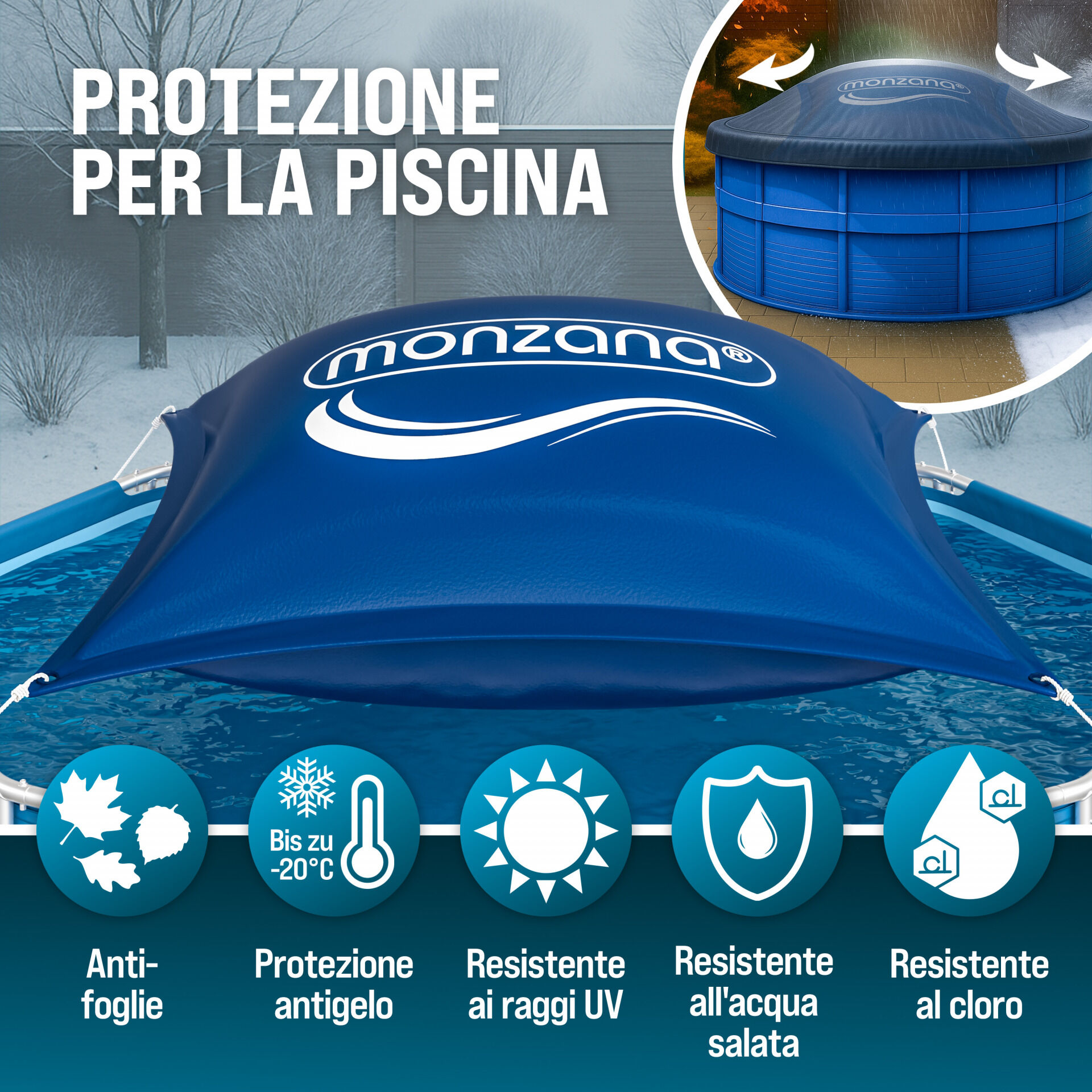 Poolkissen Blau 120x120cm -20°C