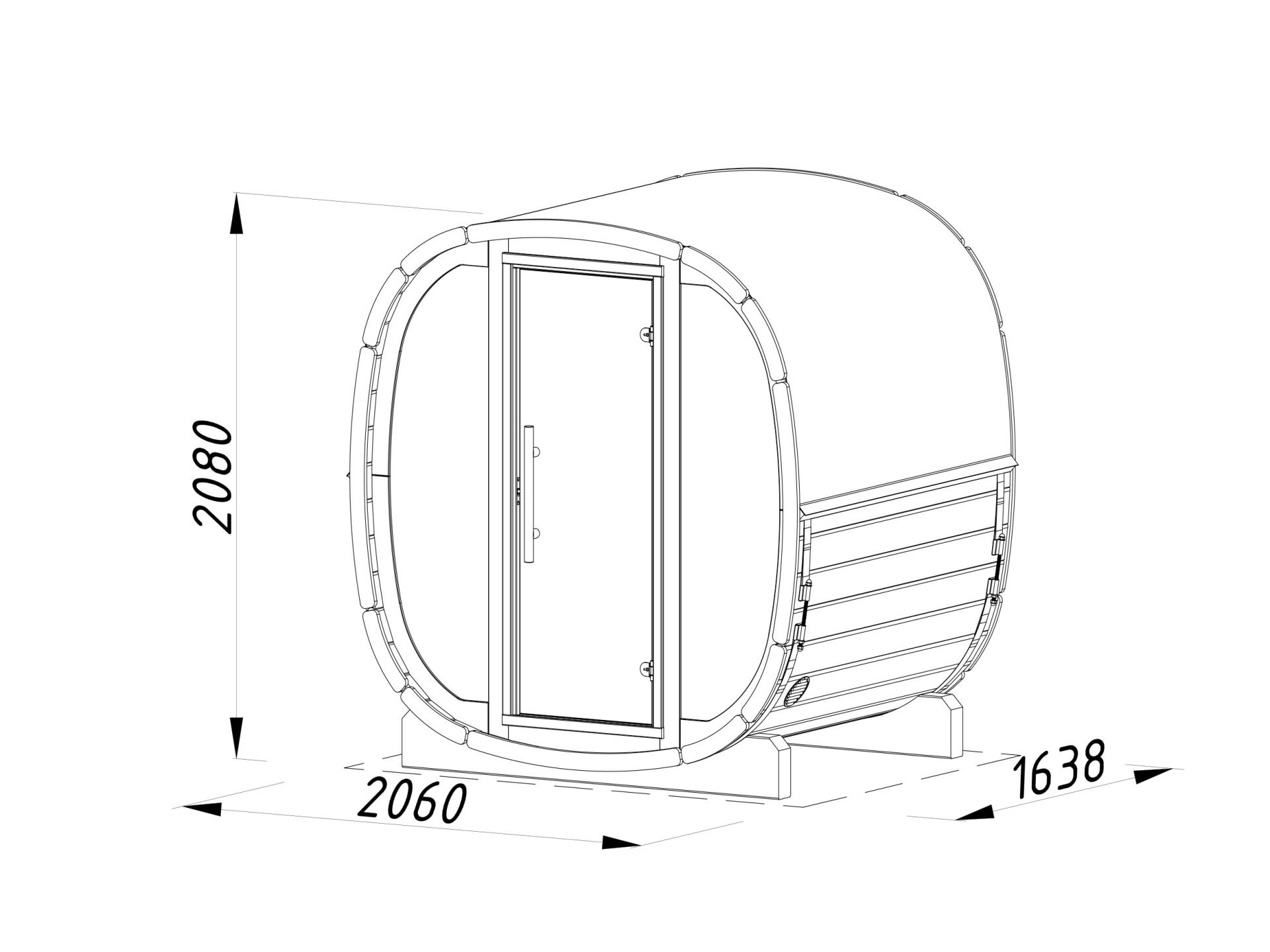 Palmako Fasssauna Astra 1,4 Thermoholz mit Glasfront