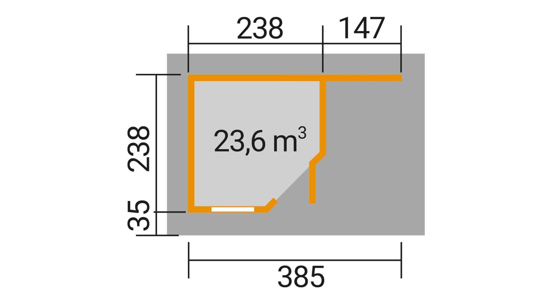weka Design-Gartenhaus 213 Plus A 4,4x2,8m, Naturbelassen