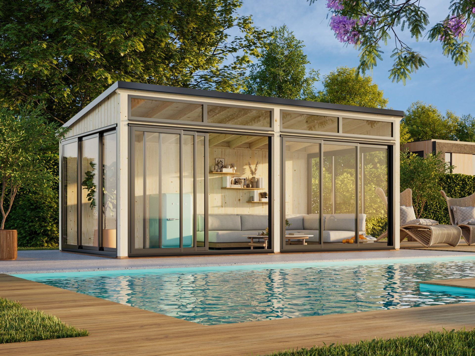 Palmako Modernes Gartenhaus Gartenzimmer Saga 16,2 m² Slide Plus