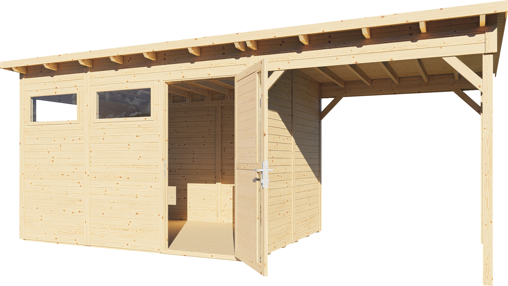 Gartenhaus Holz Pentus 3 Lounge naturbelassen 558 x 234 cm