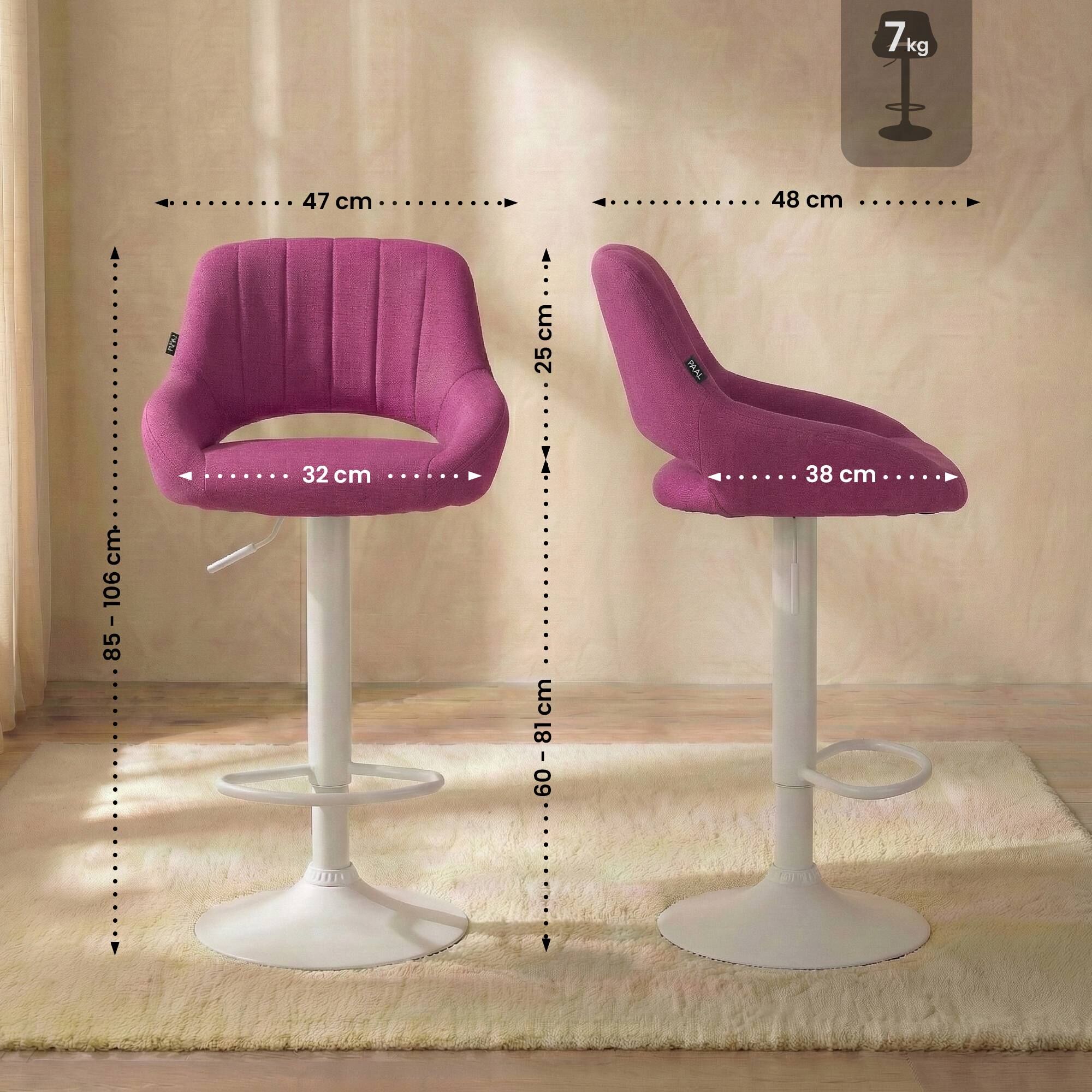 Barhocker Milet Stoff weiß, lila