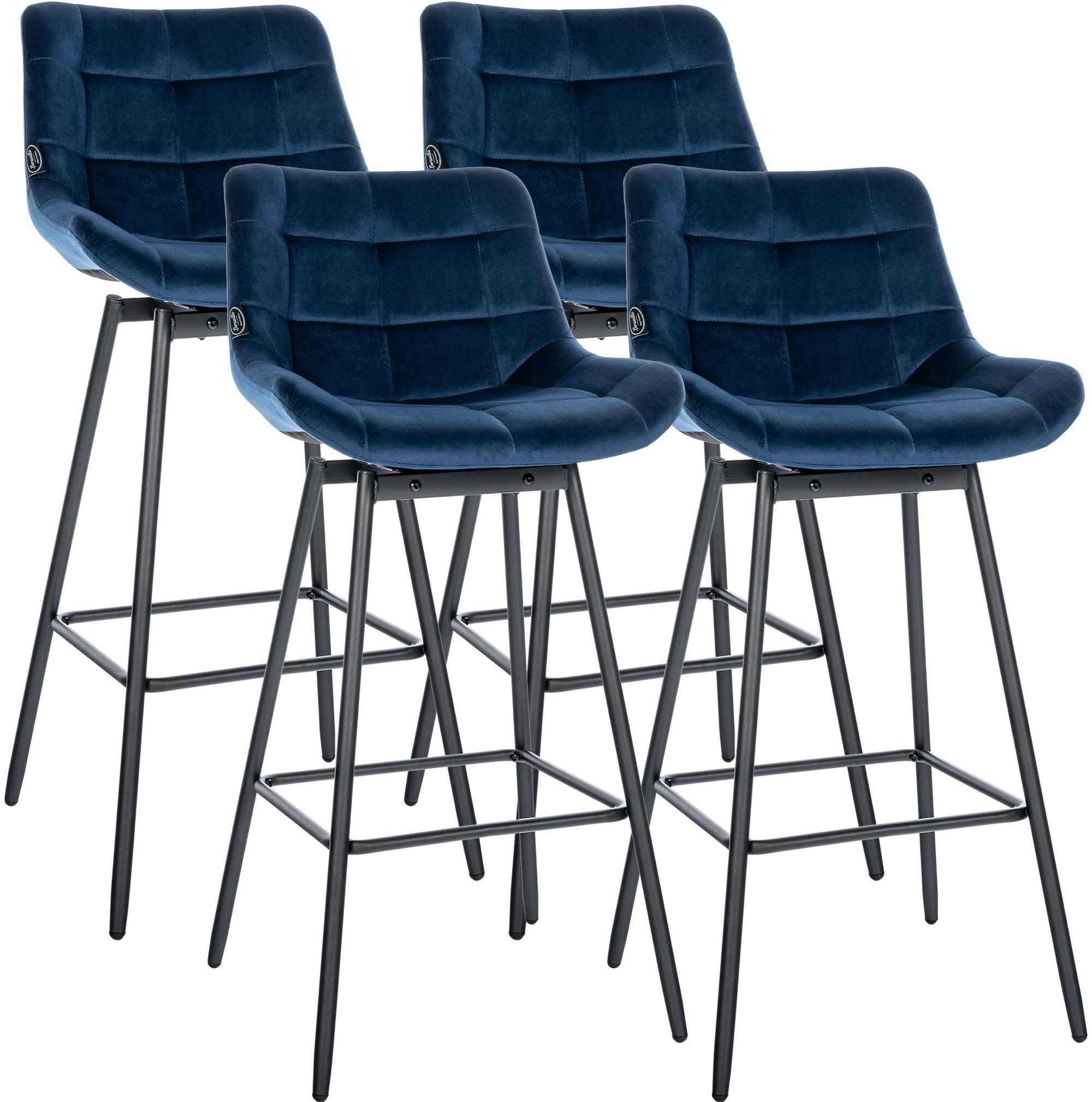 4er Set Barhocker Weston Schwenkbar Samt, blau