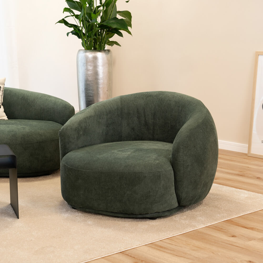 Sessel CASARA Webstoff Dunkelgrün - 99 x 104 x 72 cm