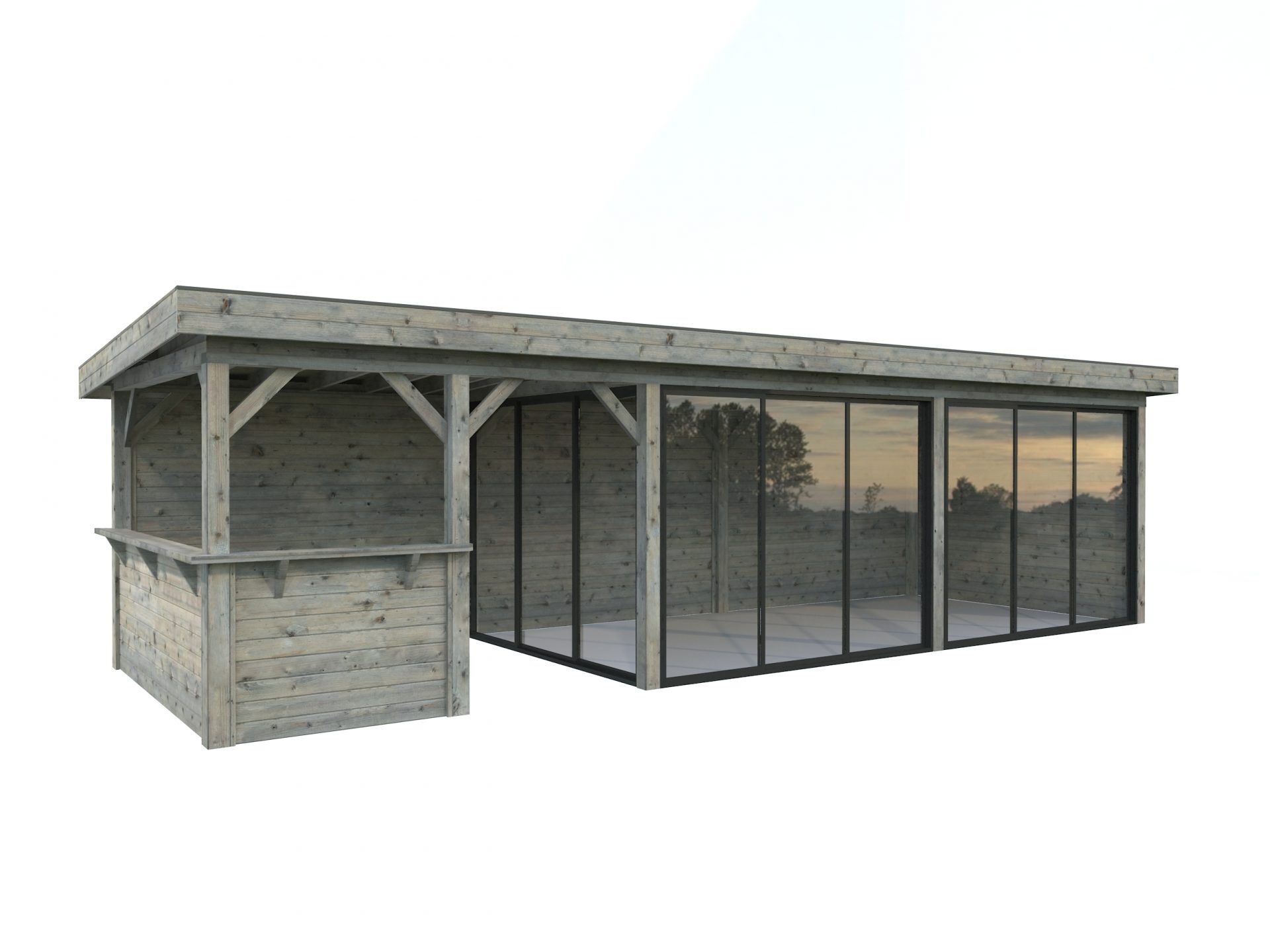 Palmako modernes Gartenhaus Lenna 24,9 m² Set 719 Slide Plus