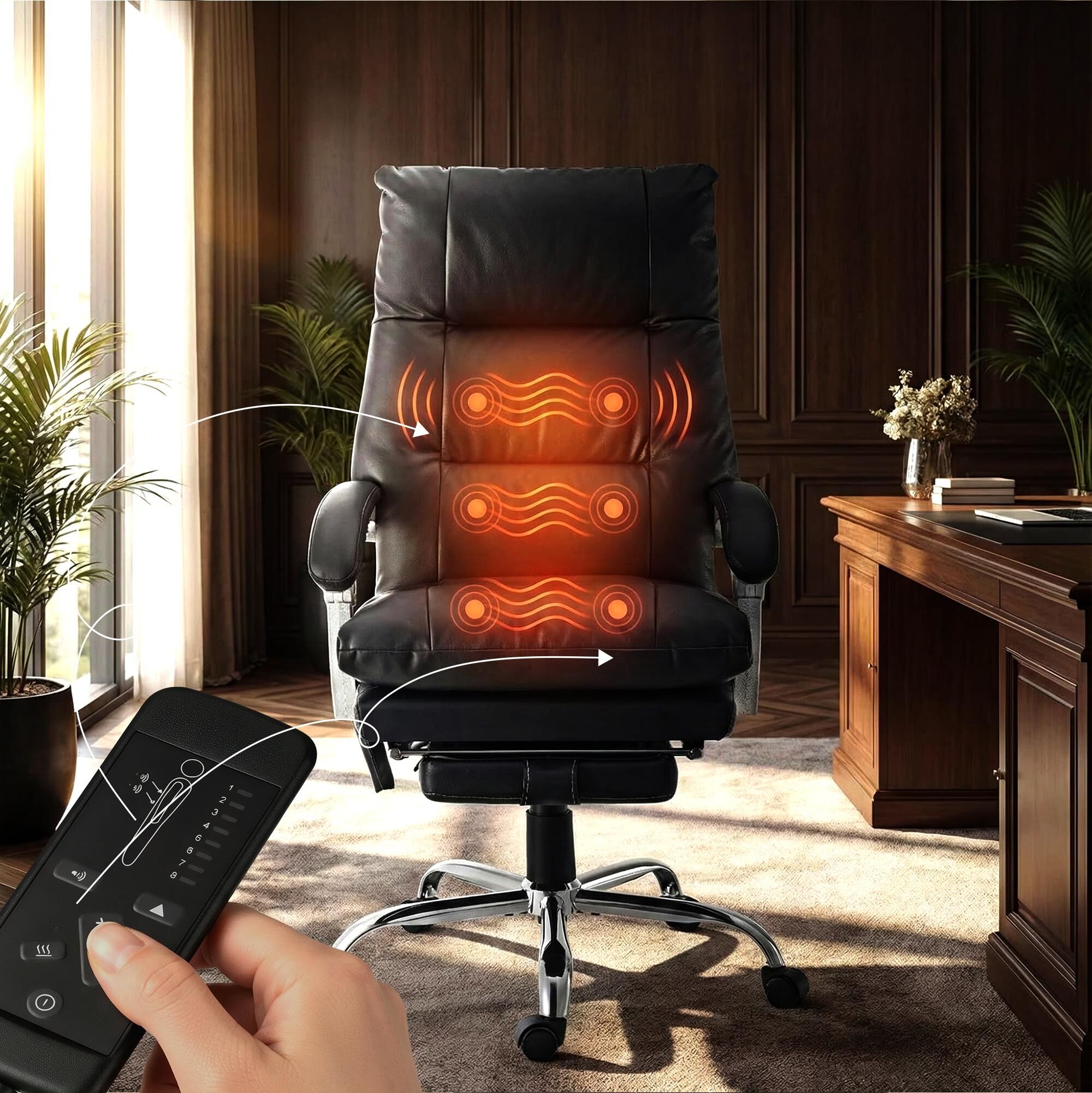 Bürostuhl Sirba mit Massagefunktion Kunstleder, schwarz