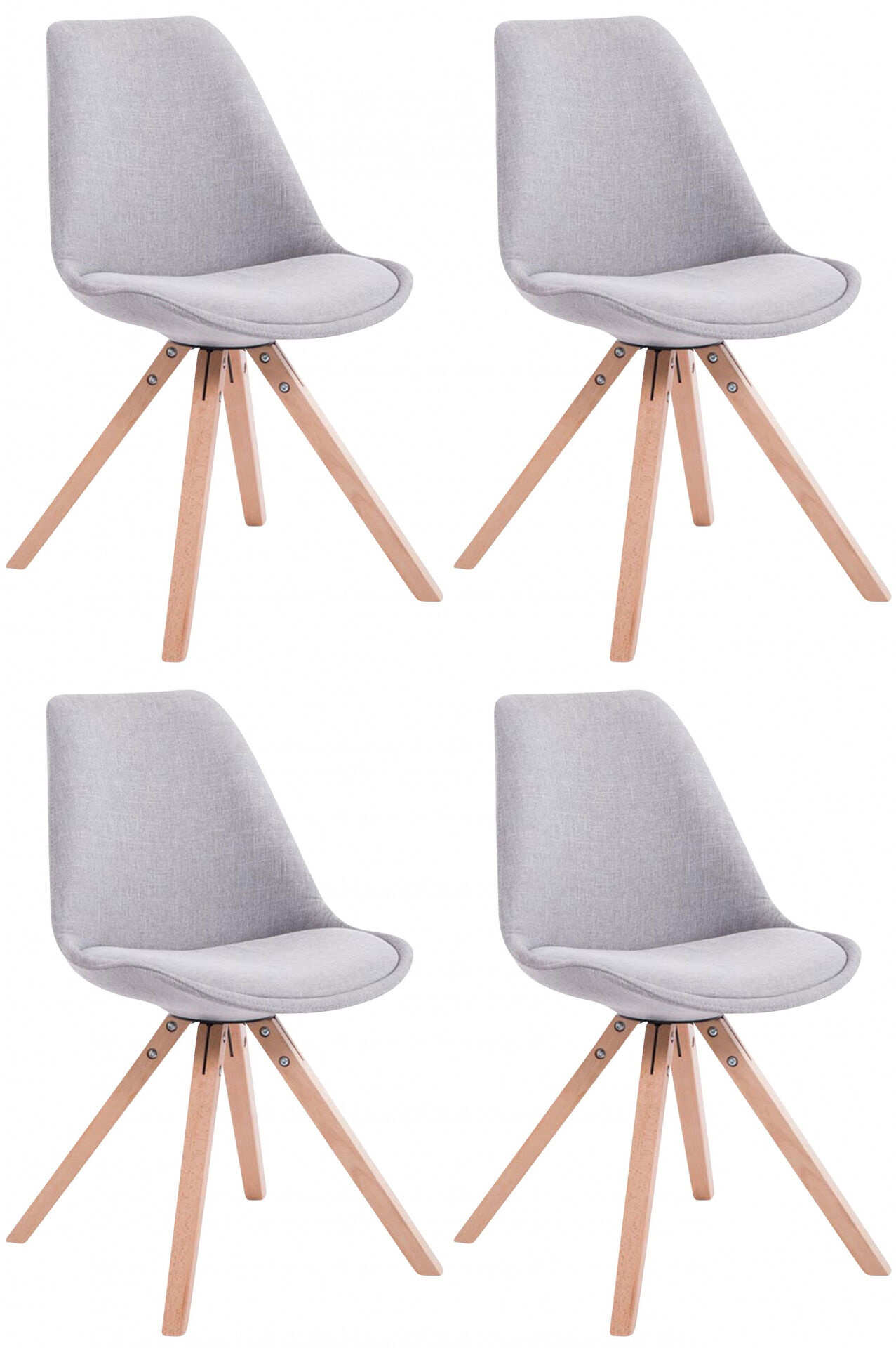 4er Set Besucherstuhl Toulouse Stoff Square Natura, grau
