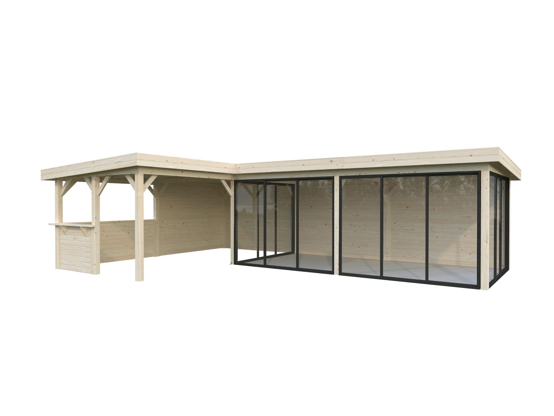 Palmako modernes Gartenhaus Lenna 33,2 m² Set 721 Slide Plus