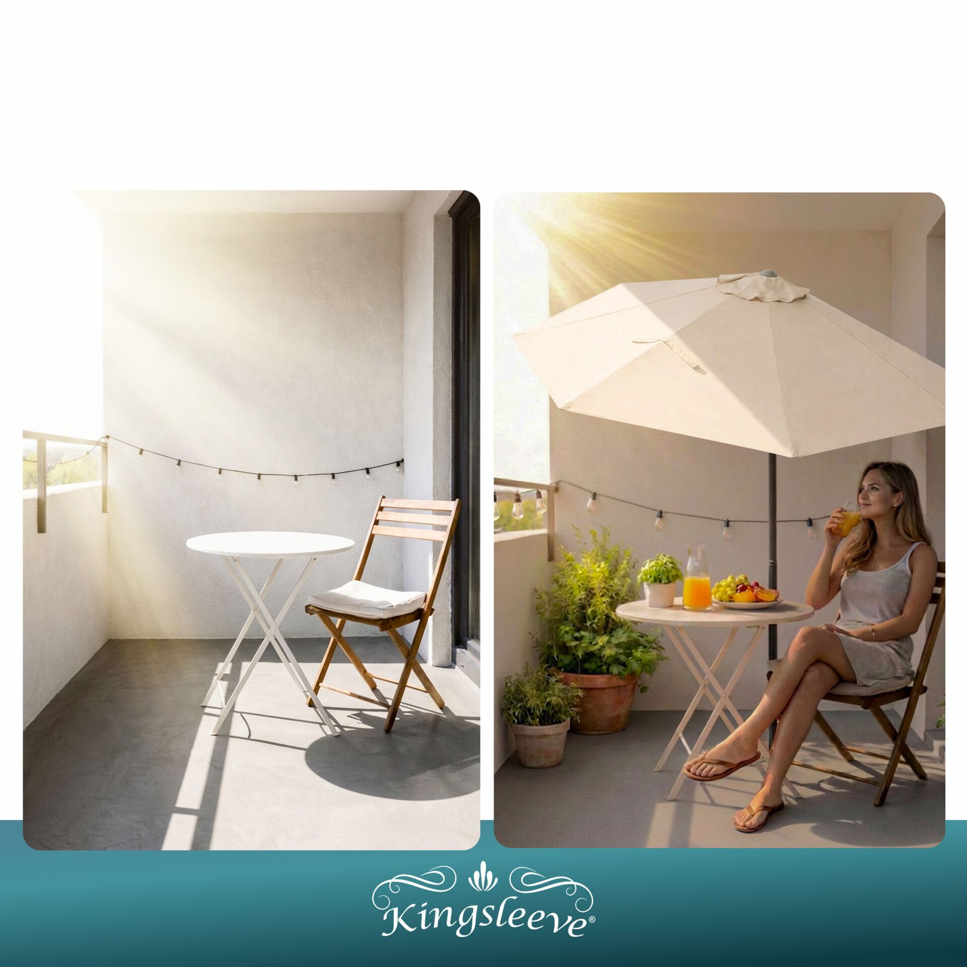 Terrassen-Sonnenschirm Creme UV-Schutz 80+