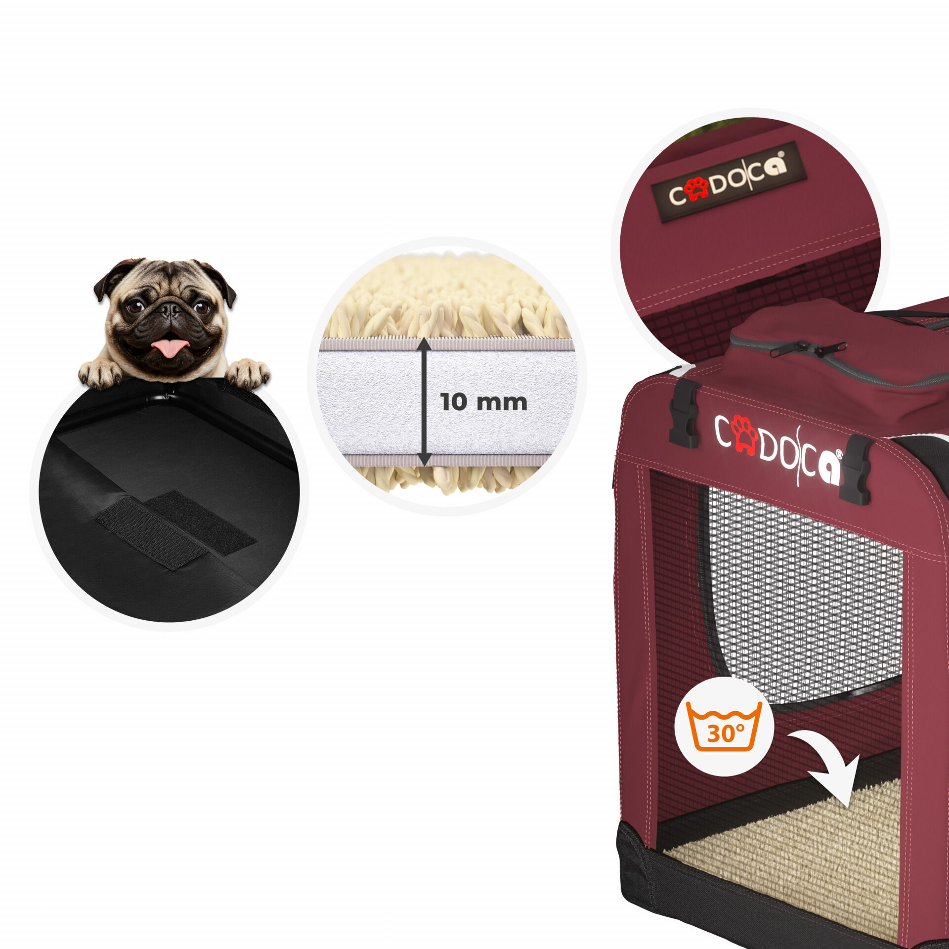 Hundebox faltbar L 70x52x50cm Dunkelrot