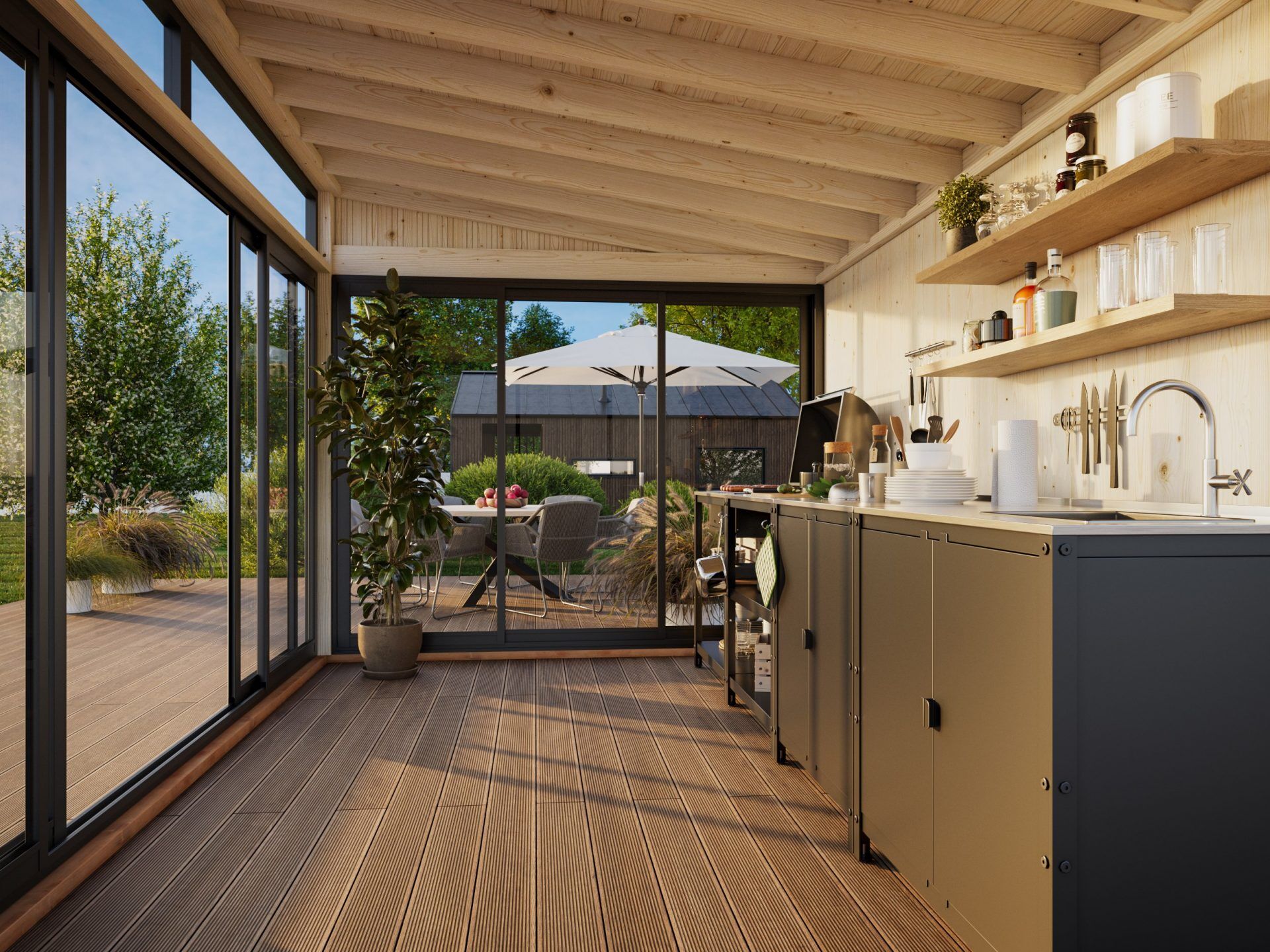 Palmako Modernes Gartenhaus Saga 11,6 m² Slide