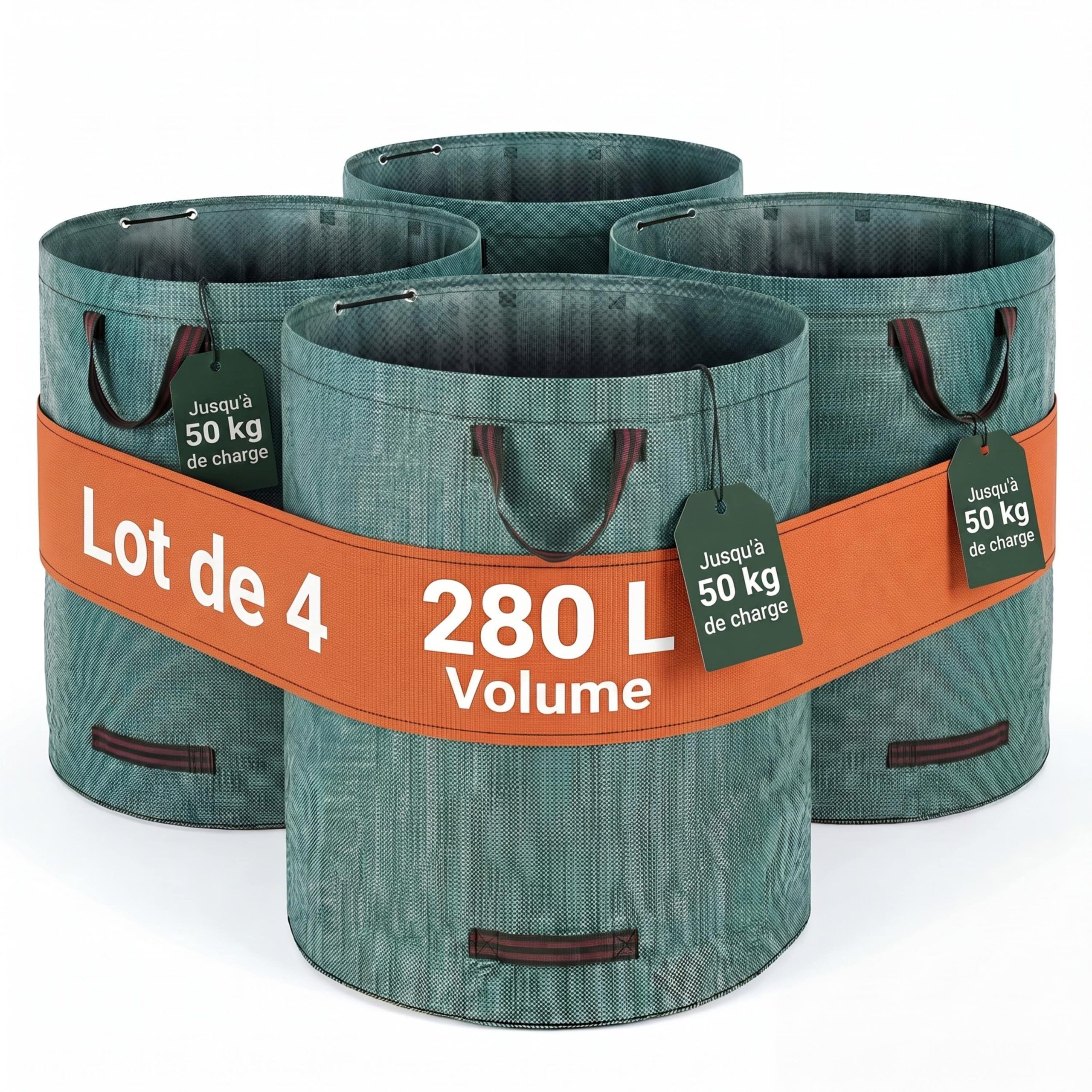 Gartenabfallsack 4er-Set Grün je 280 Liter