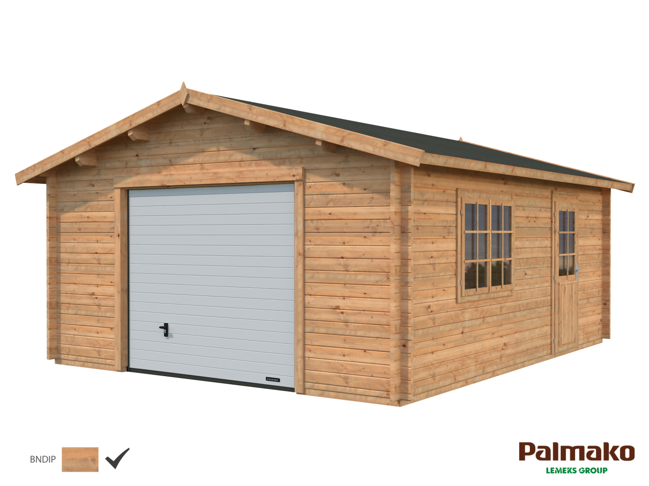 Palmako Holzgarage Roger 23,9 m² mit Sektionaltor