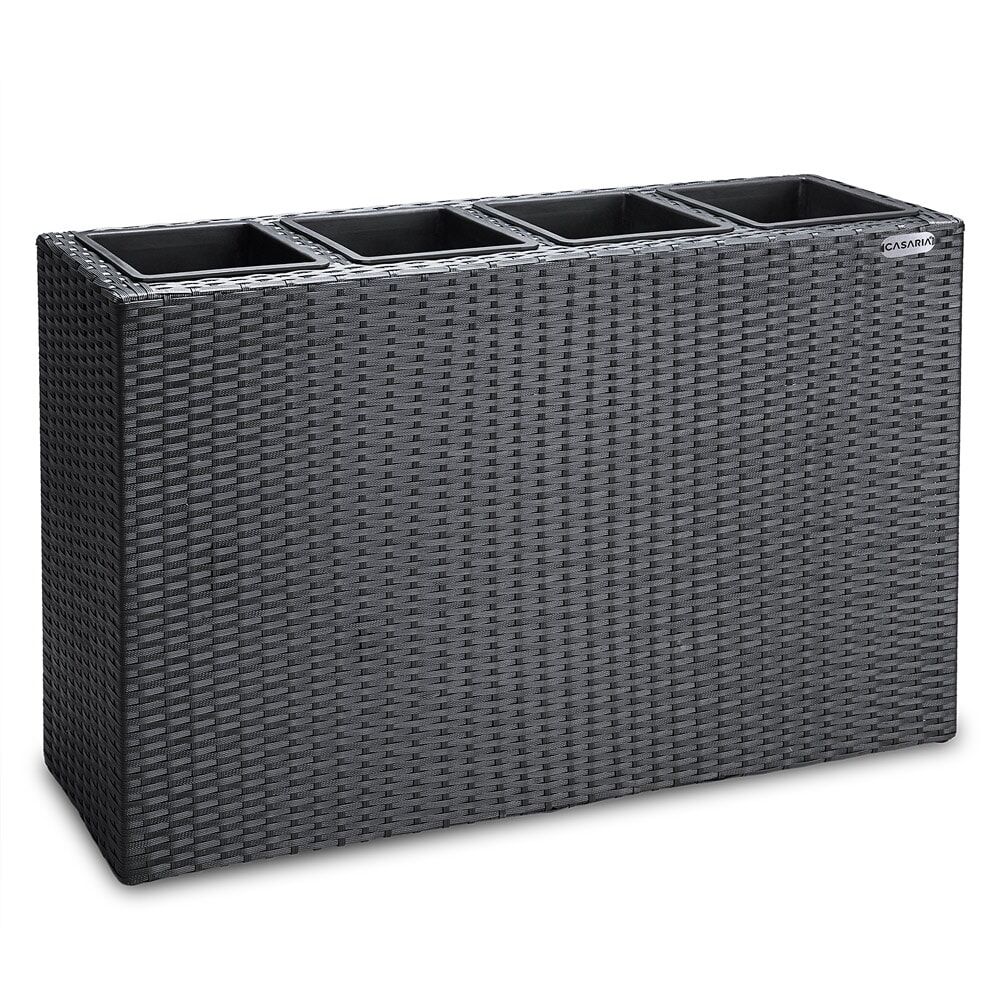 Polyrattan Blumentopf Schwarz 95x27x60cm