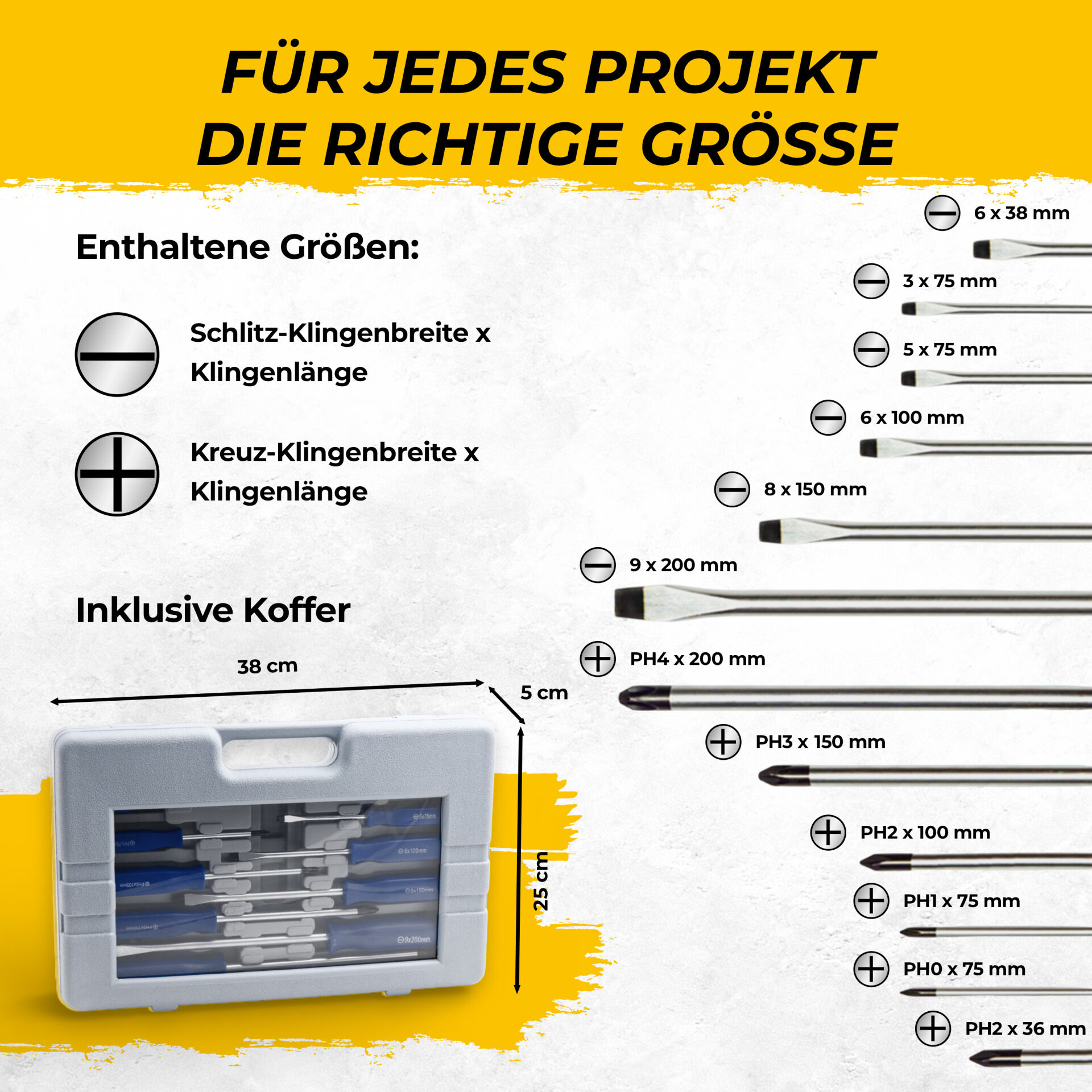 Spezial-Schraubendreherset 12-tlg aus Chrom-Vanadium-Stahl
