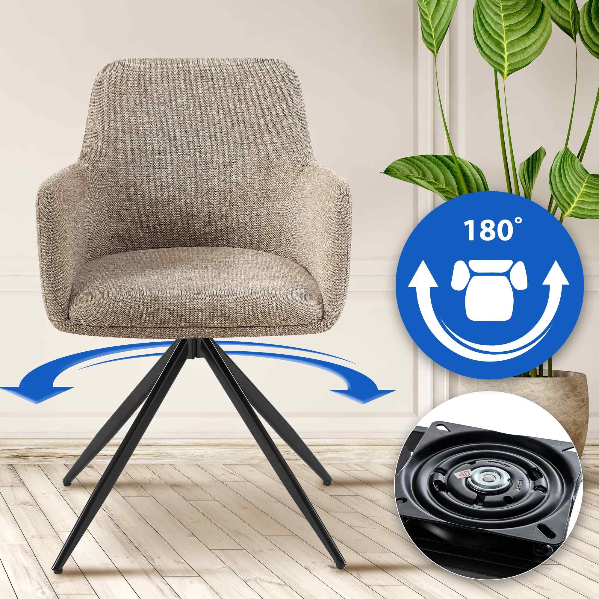 2er Set Esszimmerstuhl Olema Stoff, taupe