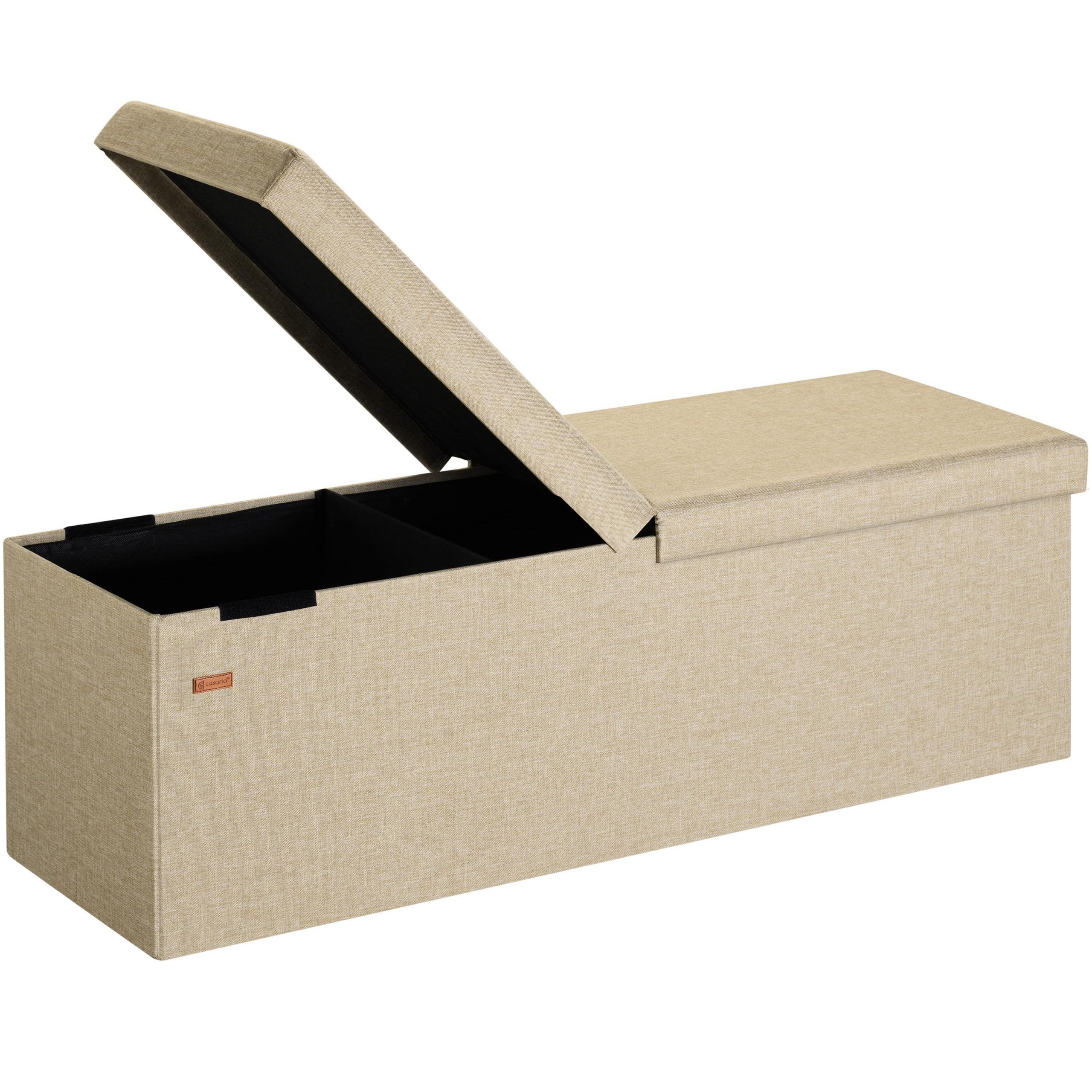 Sitzbank Beige 115x38x38cm mit Klappdeckel
