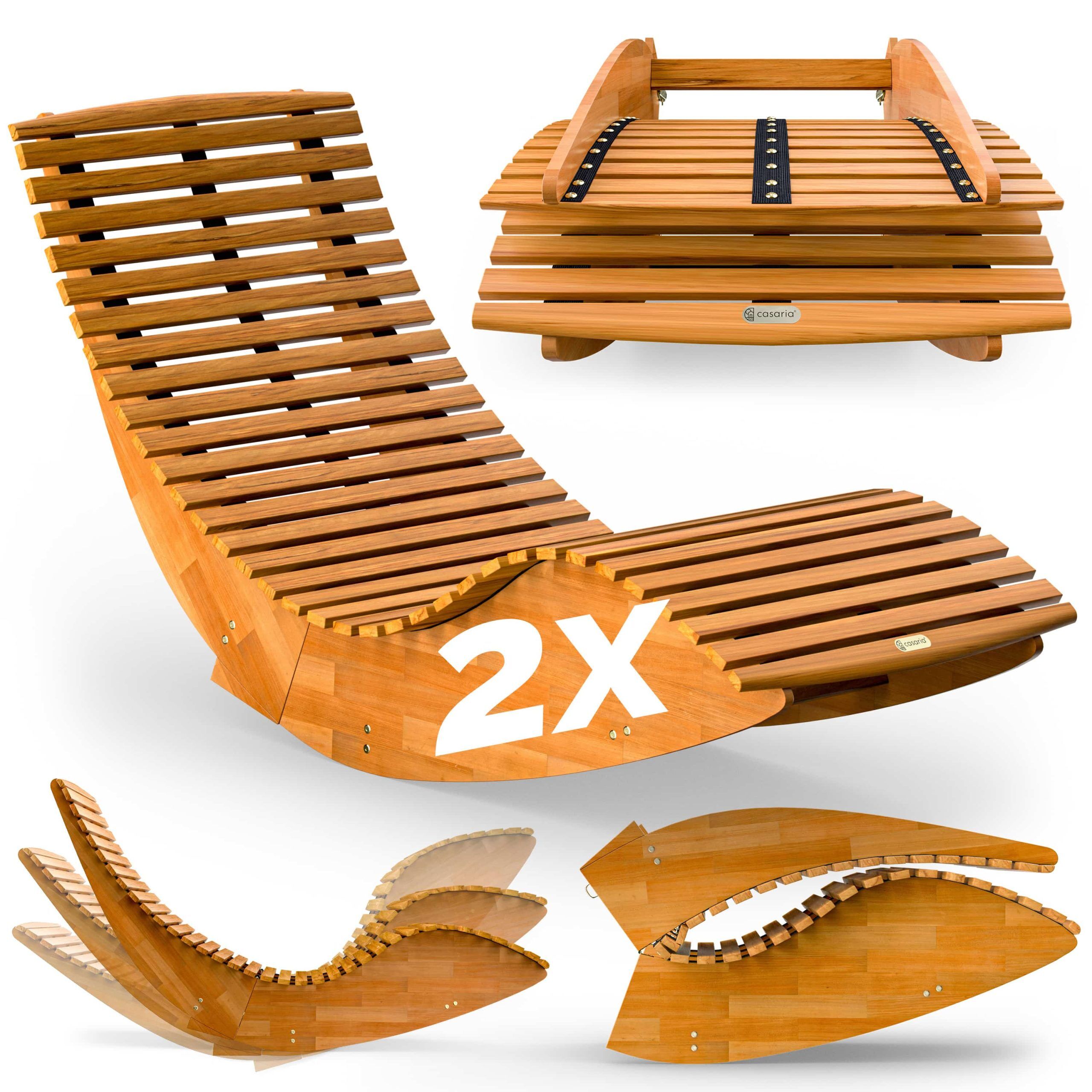 Saunaliege Java 2er-Set klappbar ergonomisch Schaukel fixierbar