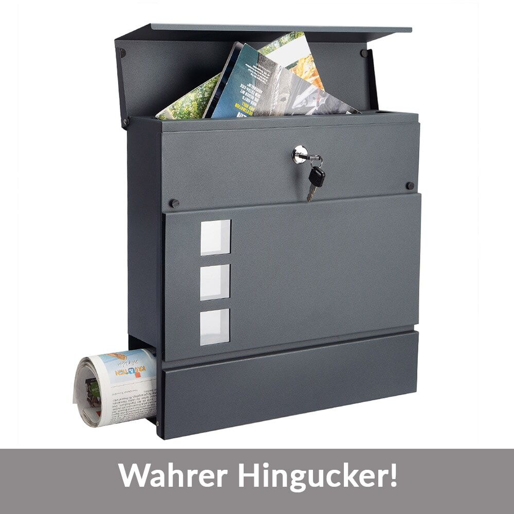 Designer Briefkasten mit Sichtfenster Anthrazit