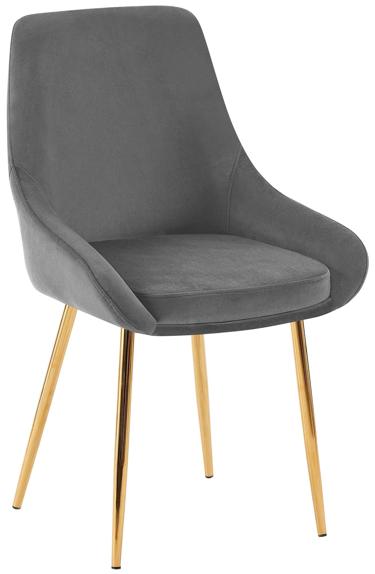 2er Set Esszimmerstuhl Elmira Samt gold, dunkelgrau