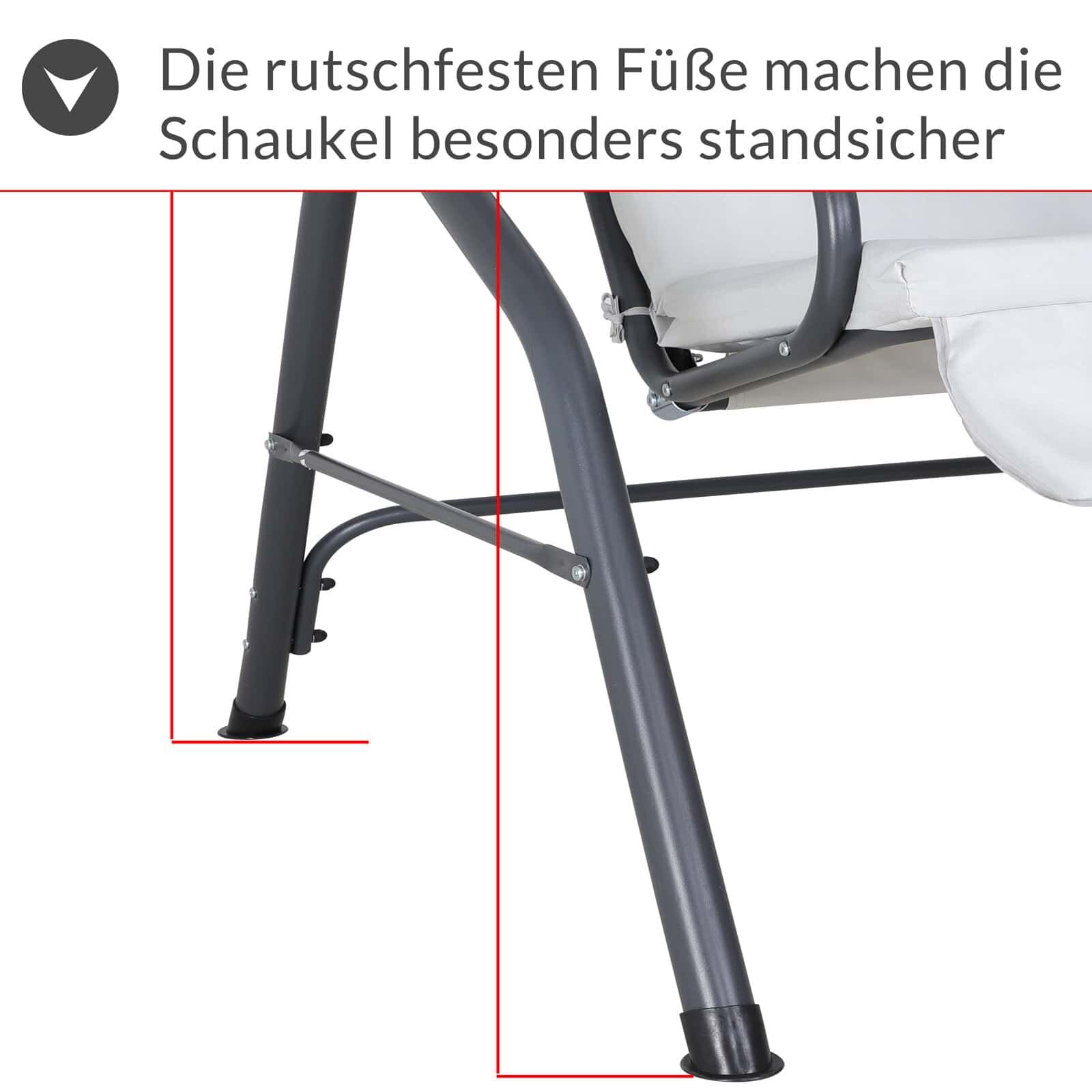 Hollywoodschaukel Hellgrau mit Sonnendach