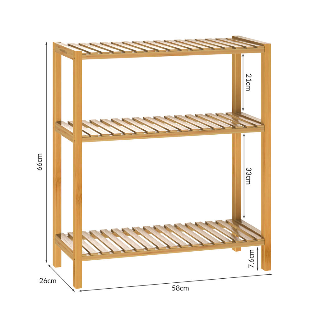 Standregal Badregal Bambus 66x58x26cm