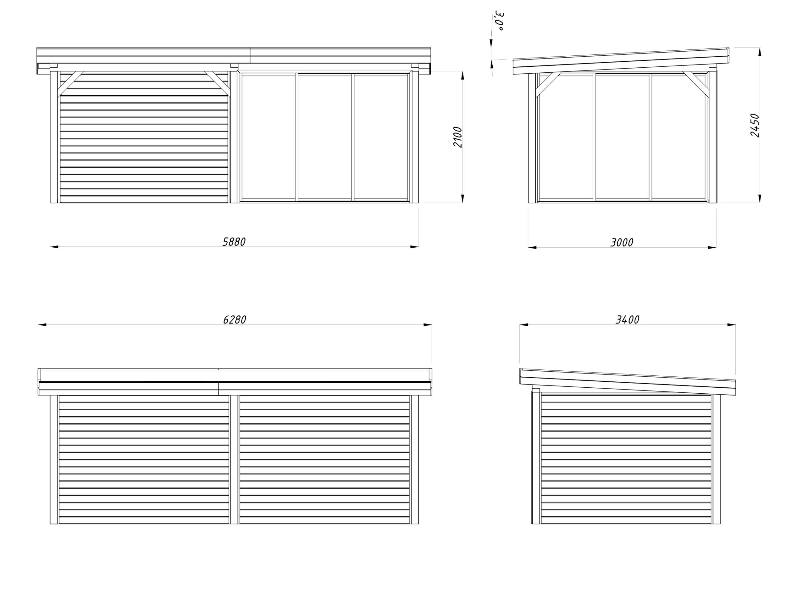 Palmako modernes Gartenhaus Lenna 16,6 m2 Set 405 Slide
