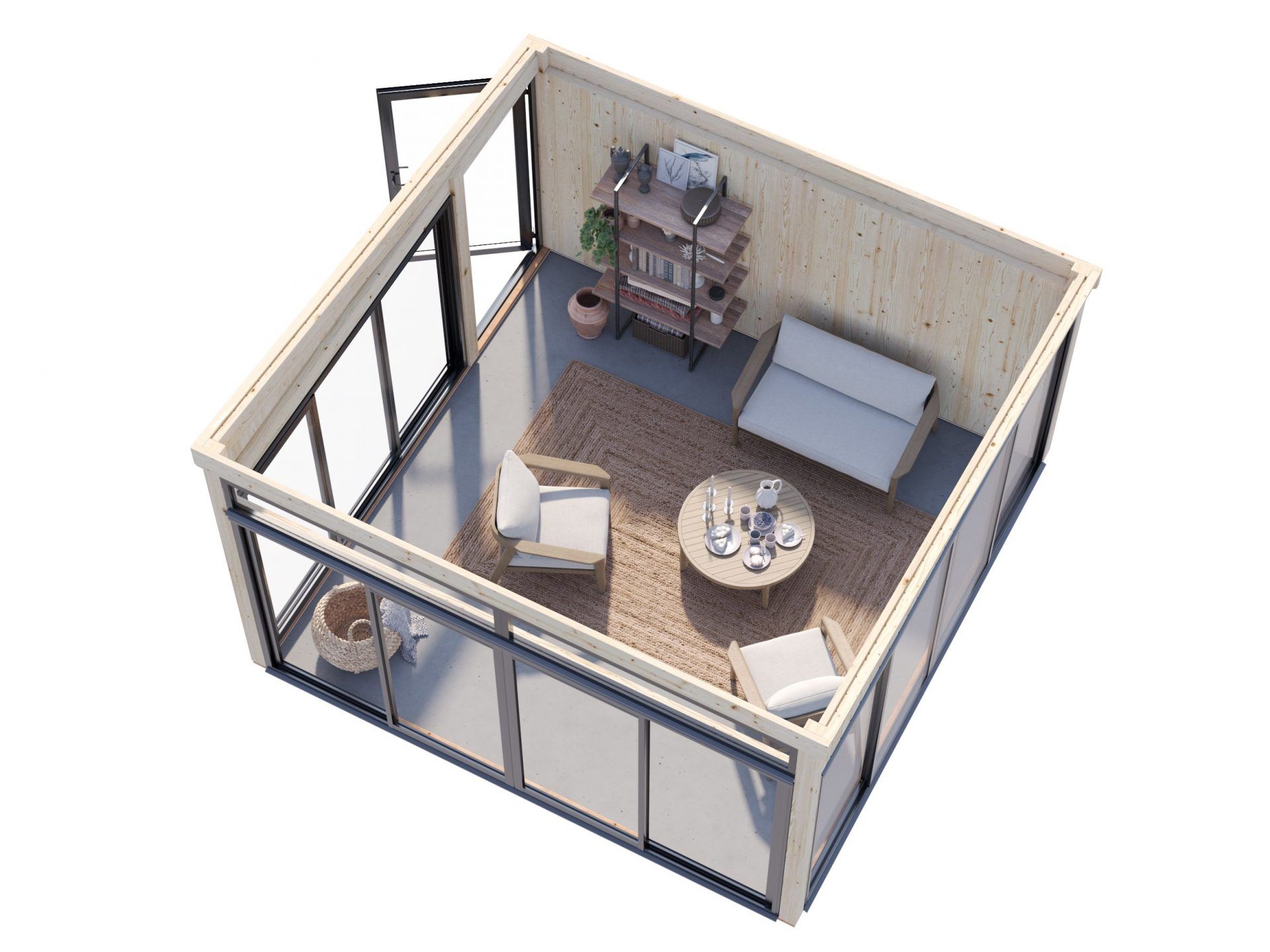 Palmako Modernes Gartenhaus Gartenzimmer Saga 16,6 m² Slide Plus