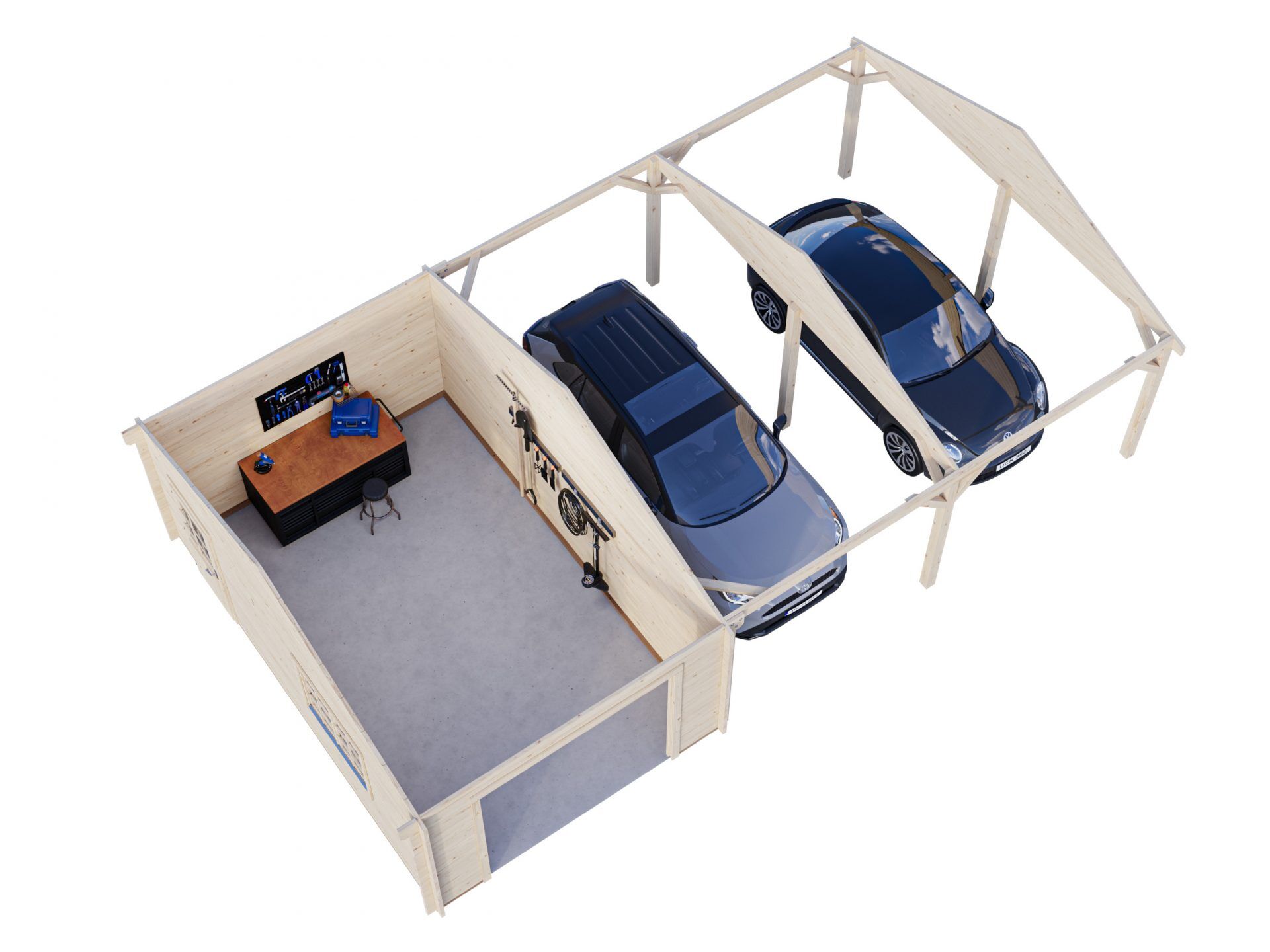 Palmako Holzgarage Roger 19,0+33,2 m2 ohne Tor