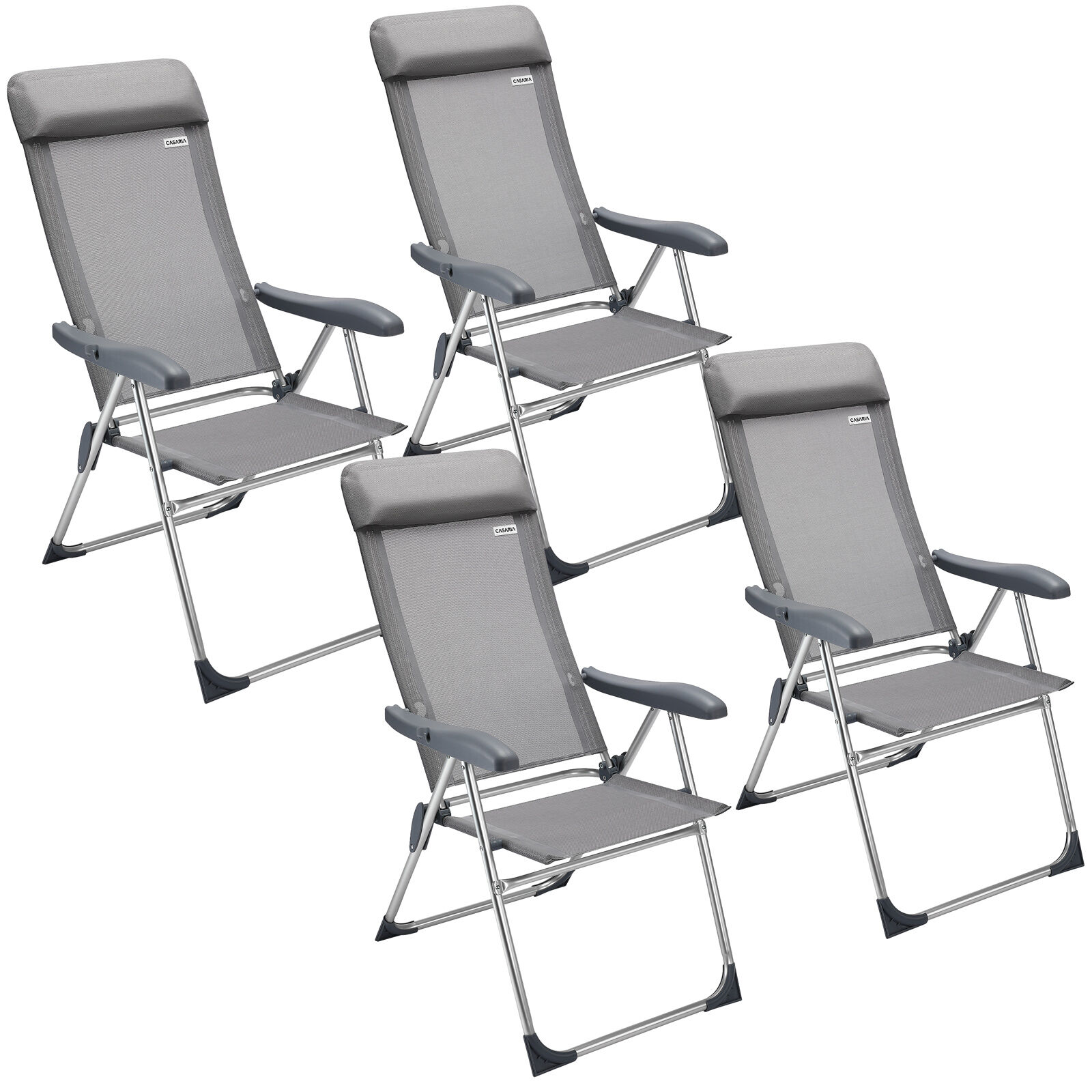 Gartenstuhl 4er-Set Silber Alu