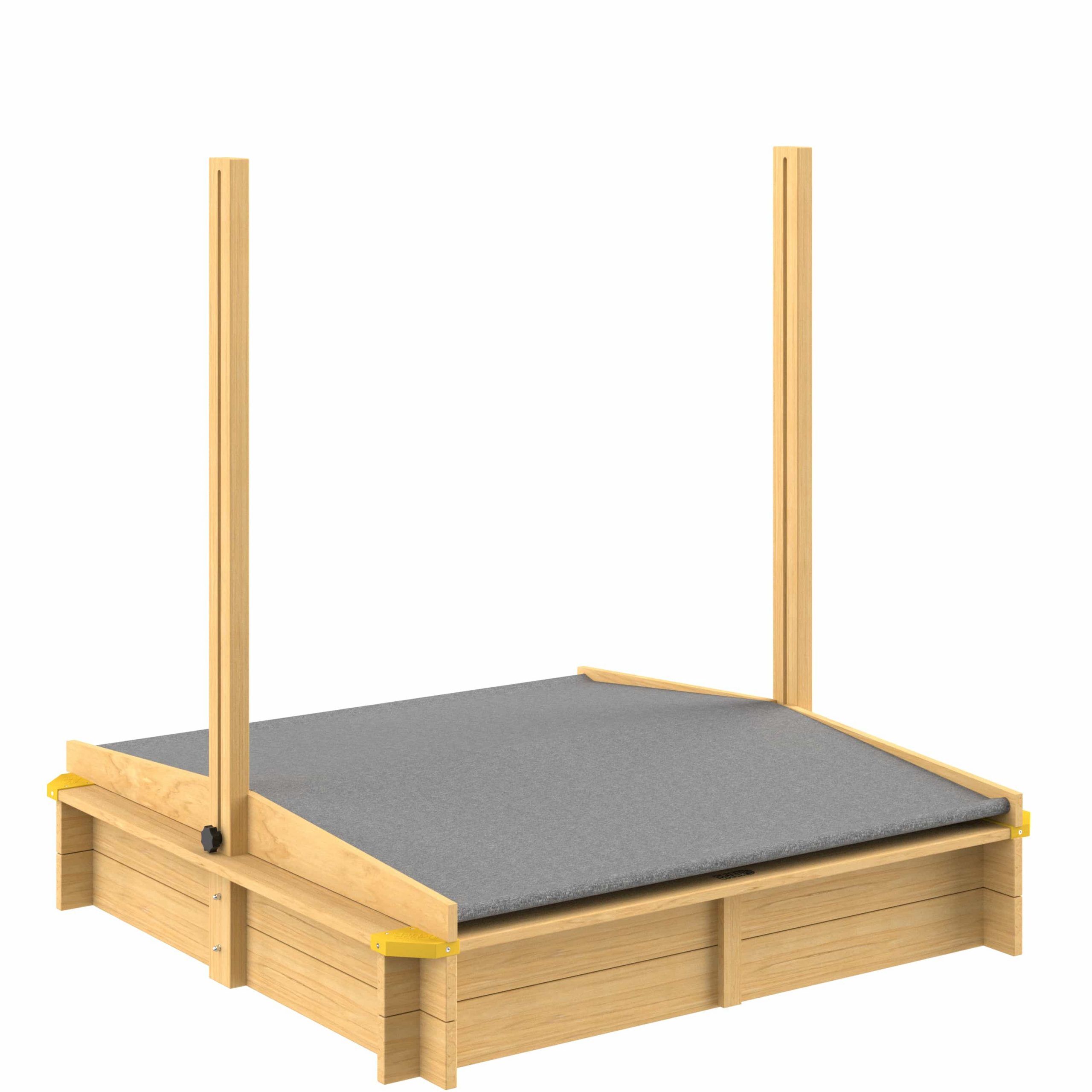 Sandkasten Hellbraun 120x120x120cm neigbares Sonnendach