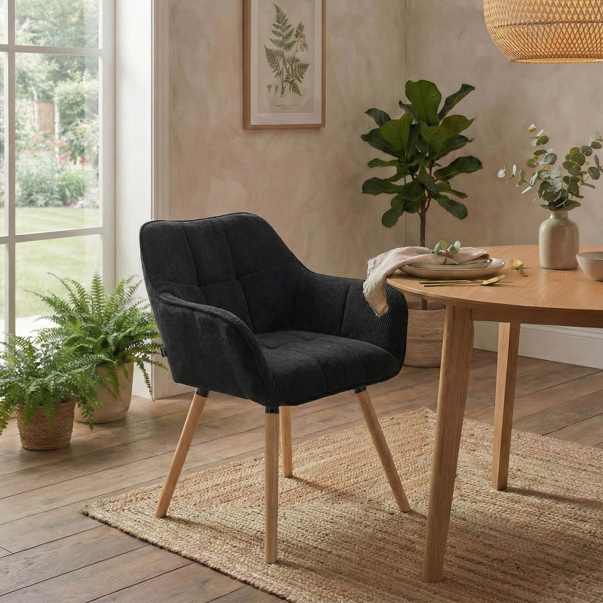 Esszimmerstuhl Vienna Cord natura, schwarz