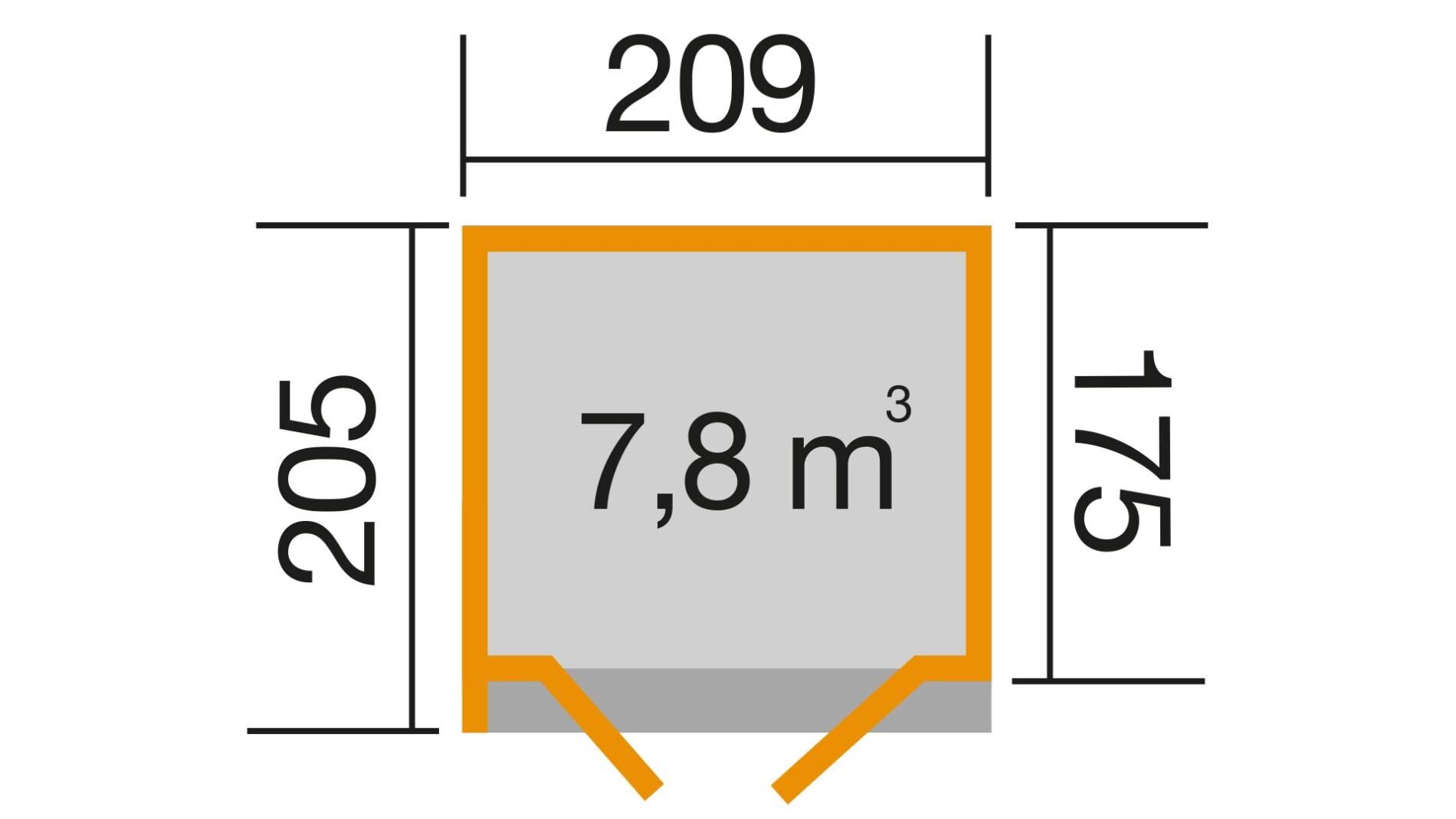 weka Design-Gartenhaus 262 A natur. 2,1x2,2m