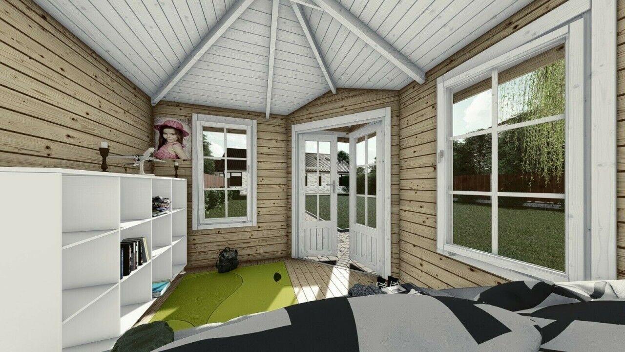 5 Eck Gartenhaus Norwegen 9 mit Überdachung