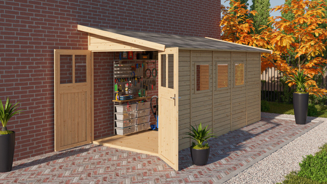 Karibu Pultdach Gartenhaus Wandlitz 5 natur