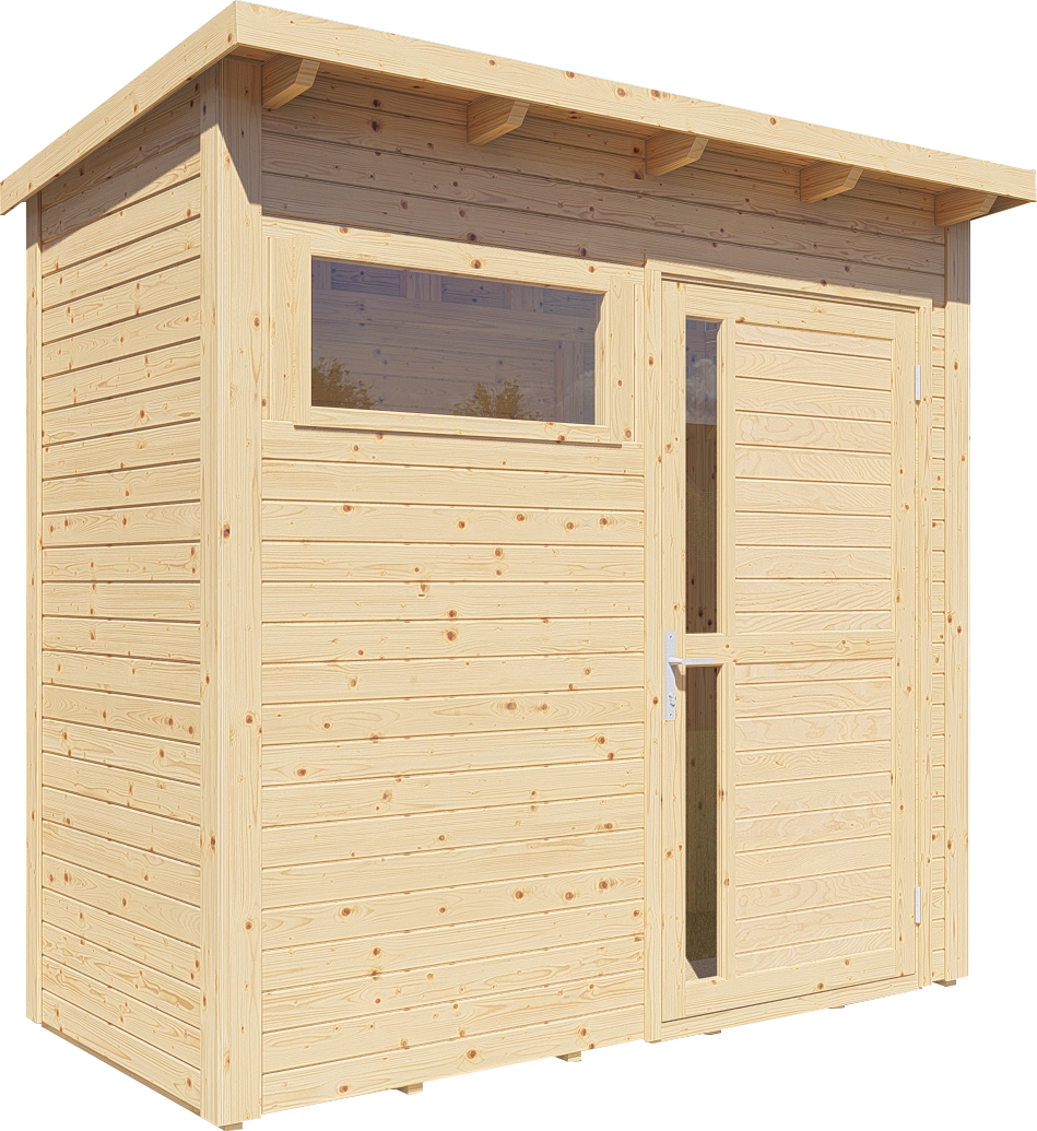 Gartenhaus Holz Pentus 1 naturbelassen 234 x 115 cm