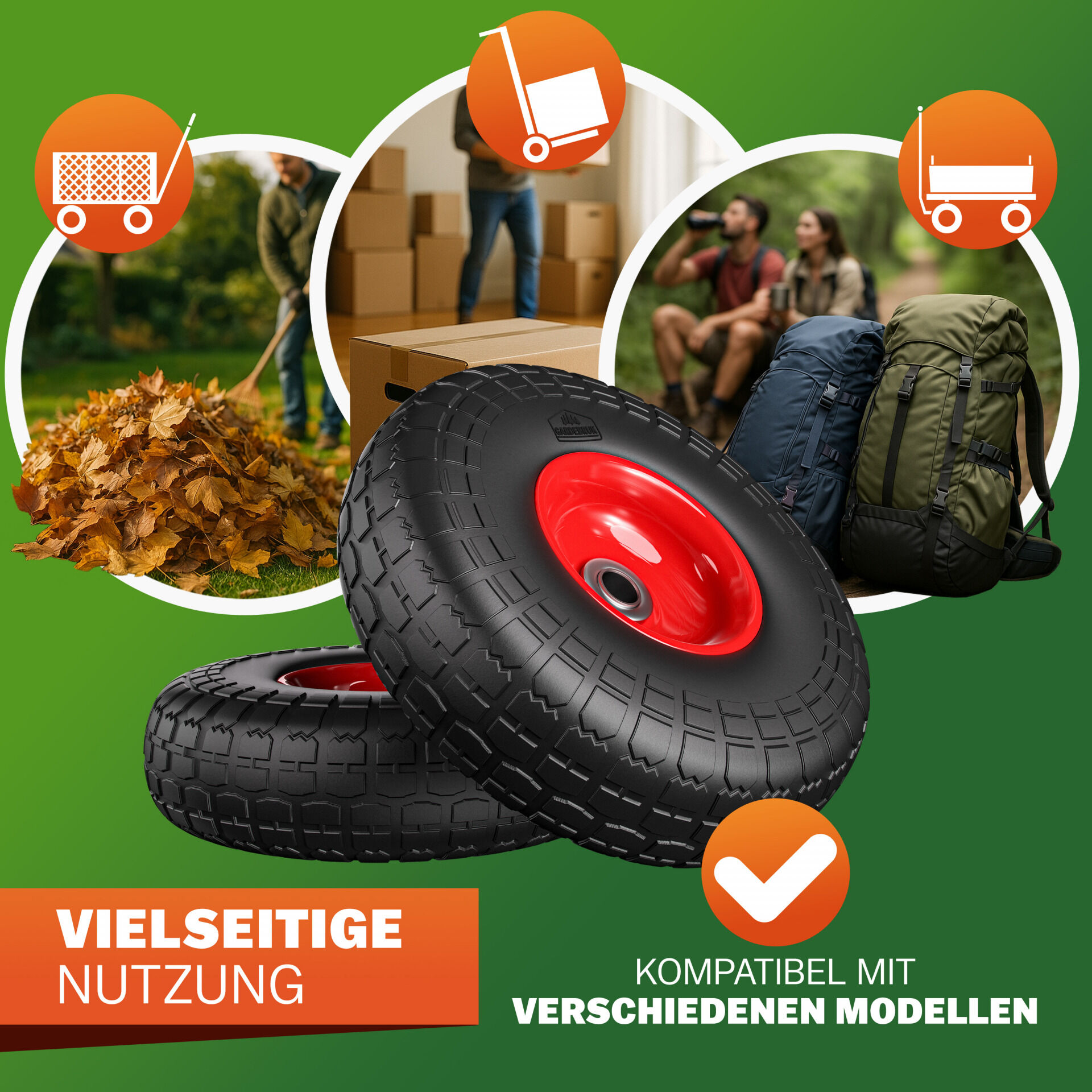 Sackkarrenrad 2er-Set Schwarz Vollgummi