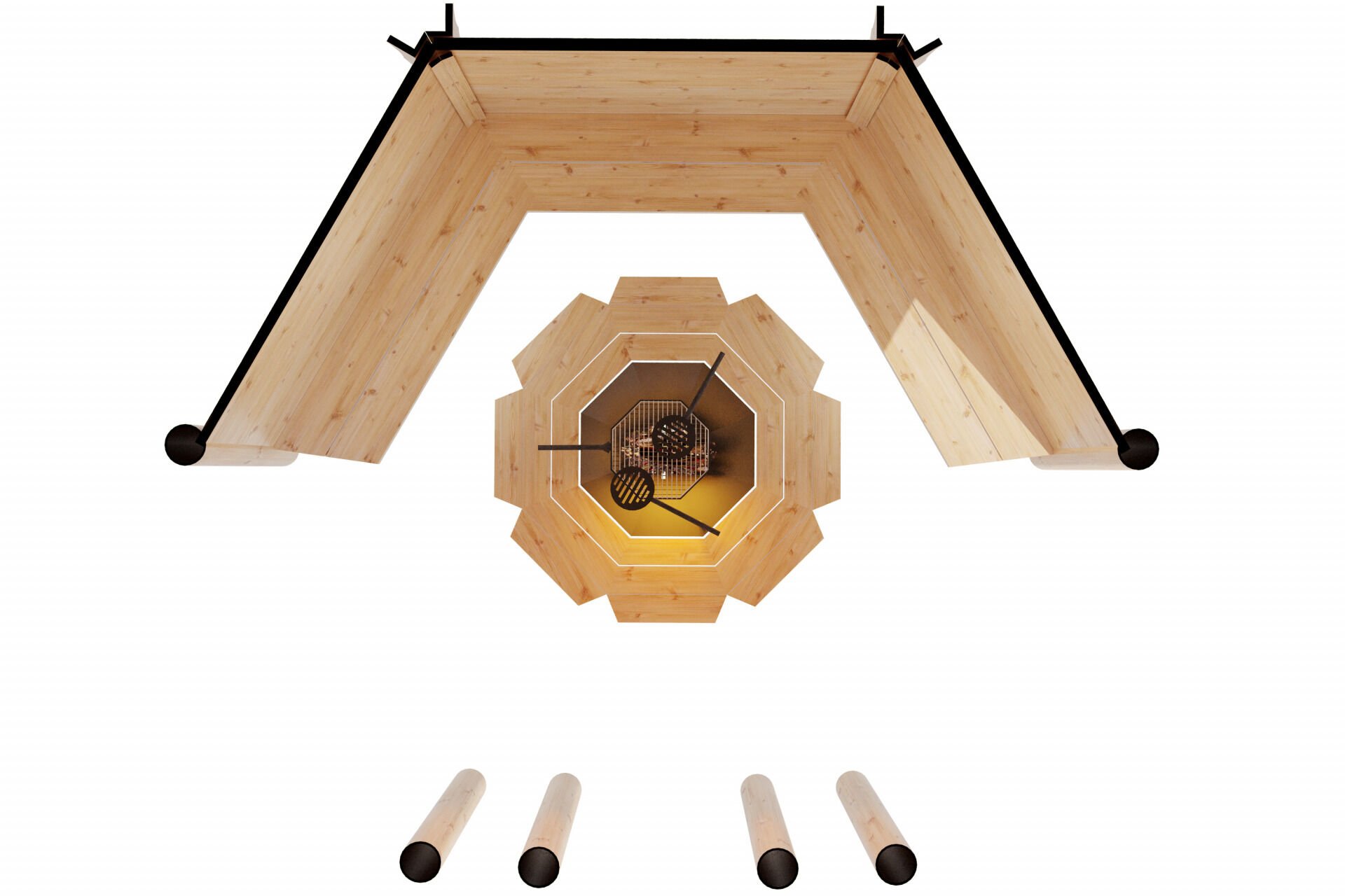 Finn Art Grillkota Elegance 9,2 m² offen Draufsicht