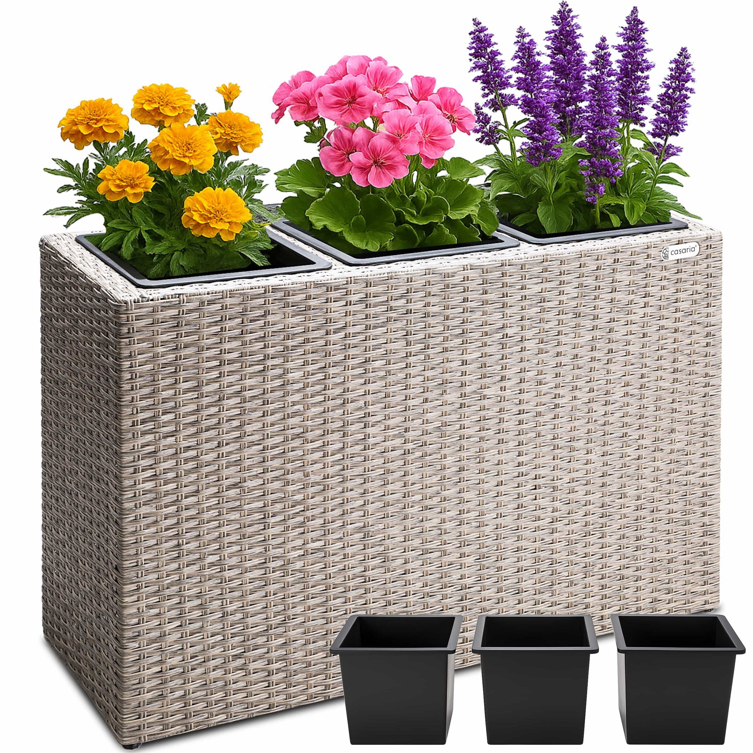 Polyrattan Blumentopf Creme 83x30,5x60cm