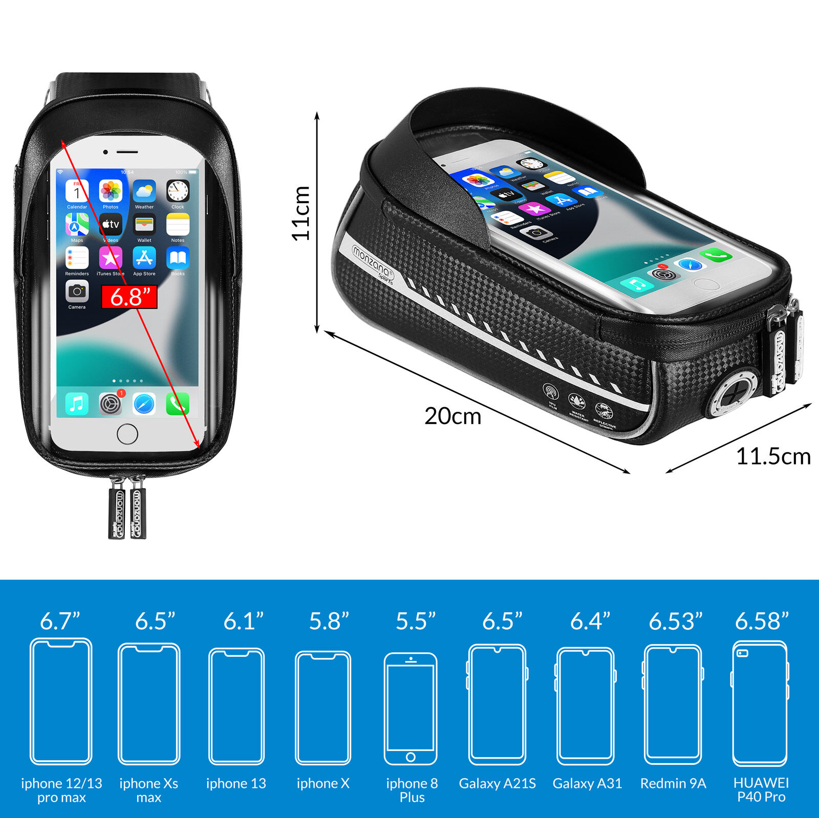 Fahrradtasche Schwarz 20x11,5x11cm