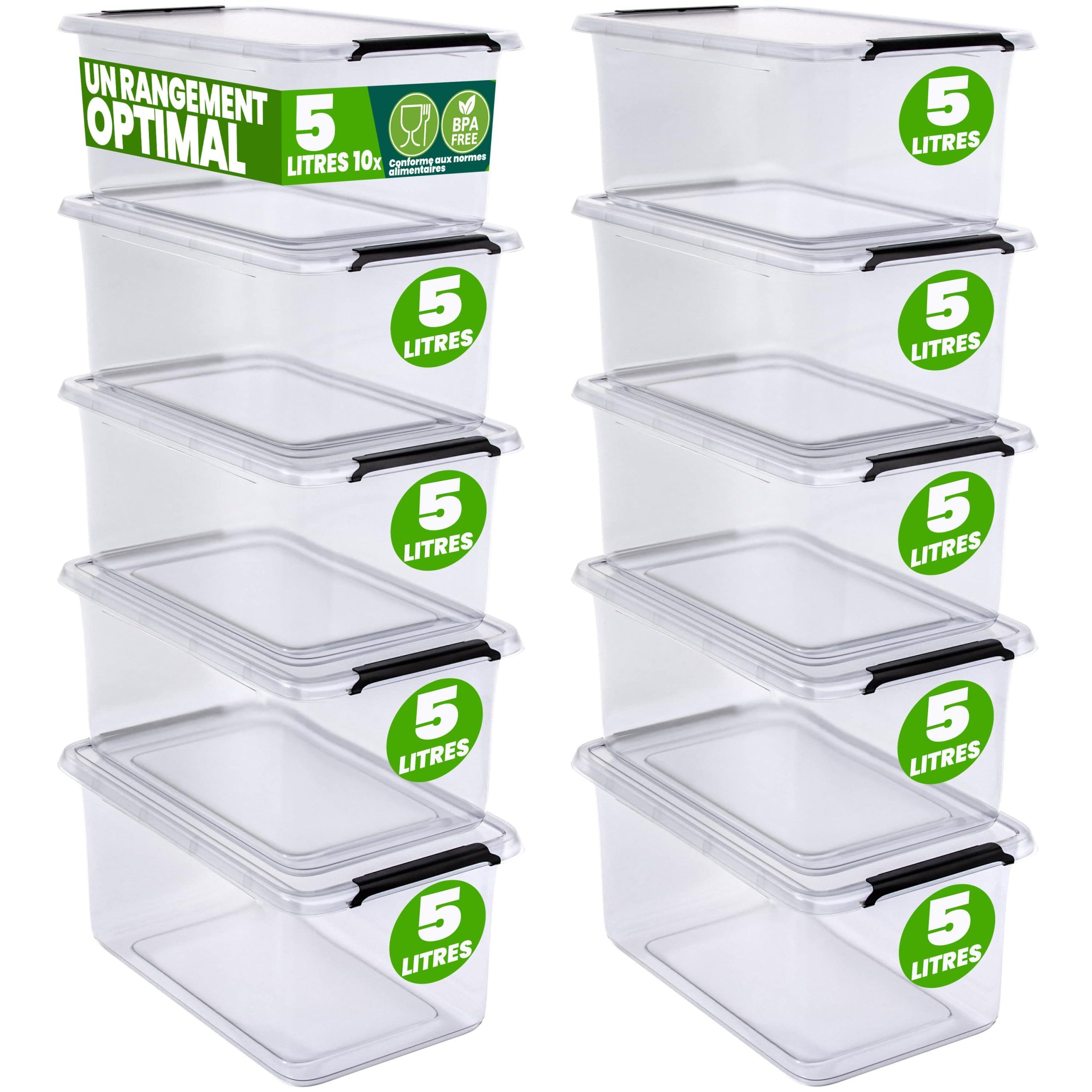 Aufbewahrungsbox 10er-Set 30x20x12cm 5L transparent stapelbar BPA-frei