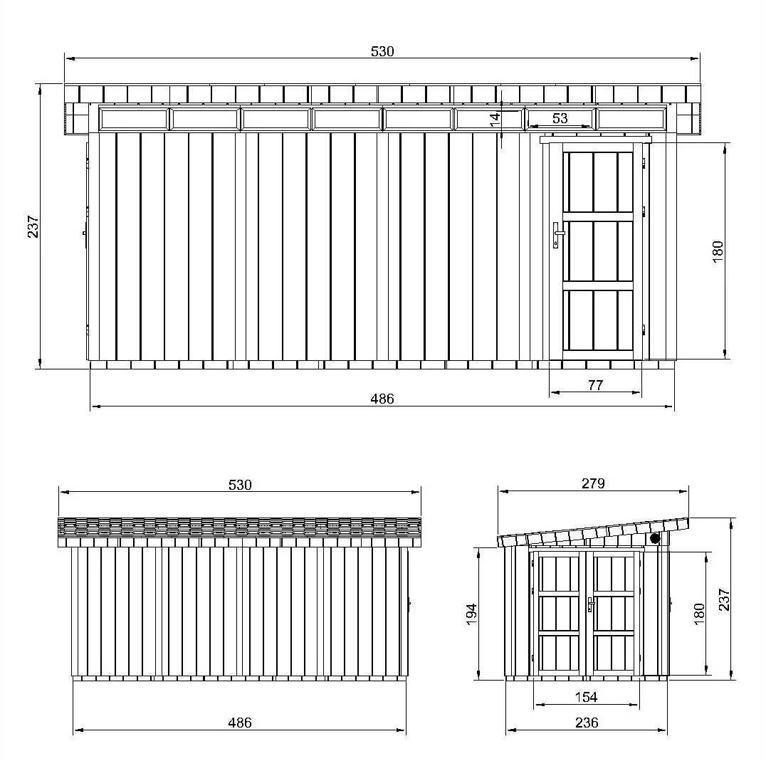 Pultdach Gartenhaus Norge 8 mit LP® SmartSide® M905C – 236 x 486 cm – 12 m2