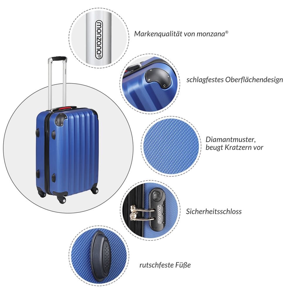Hartschalenkoffer XL Rollen 360º Reisekoffer 90L Blau ABS