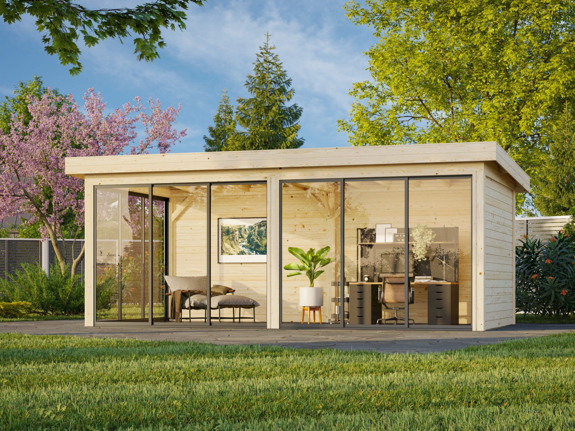 Palmako modernes Gartenhaus Lenna 16,6 m2 Set 402 Slide