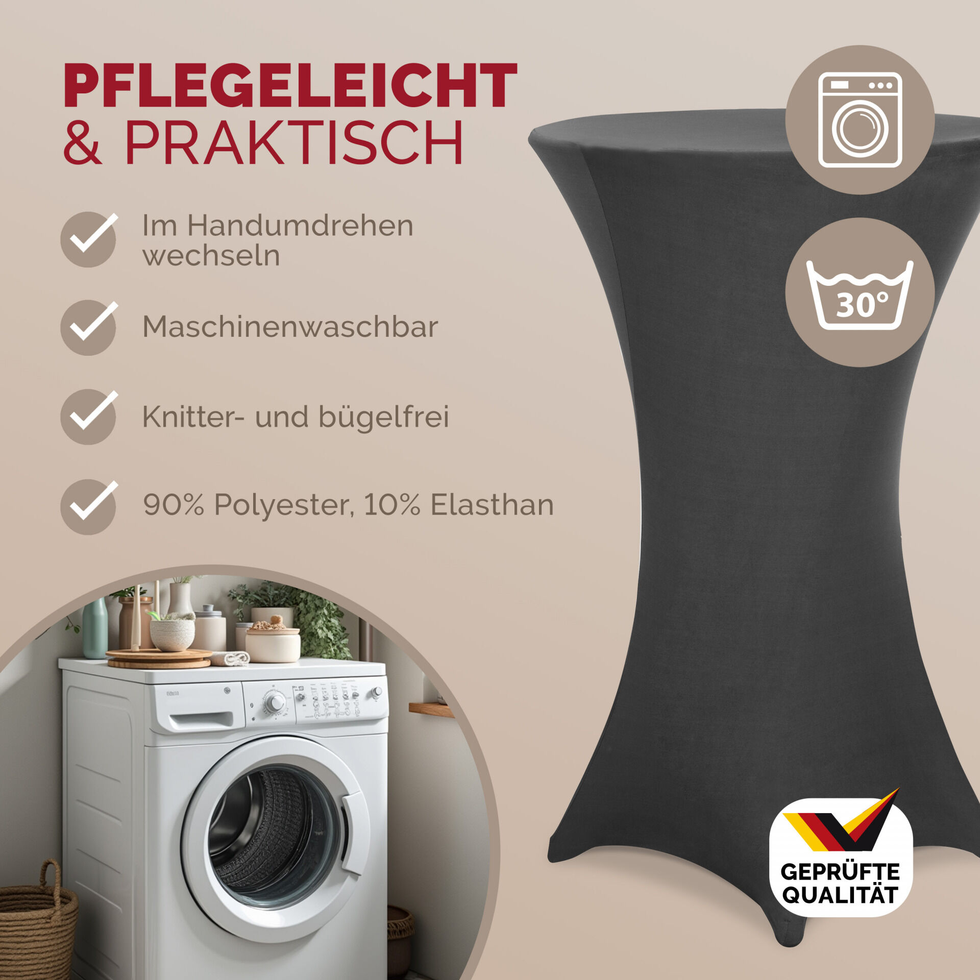 Stehtischhusse Ø70 cm anthrazit