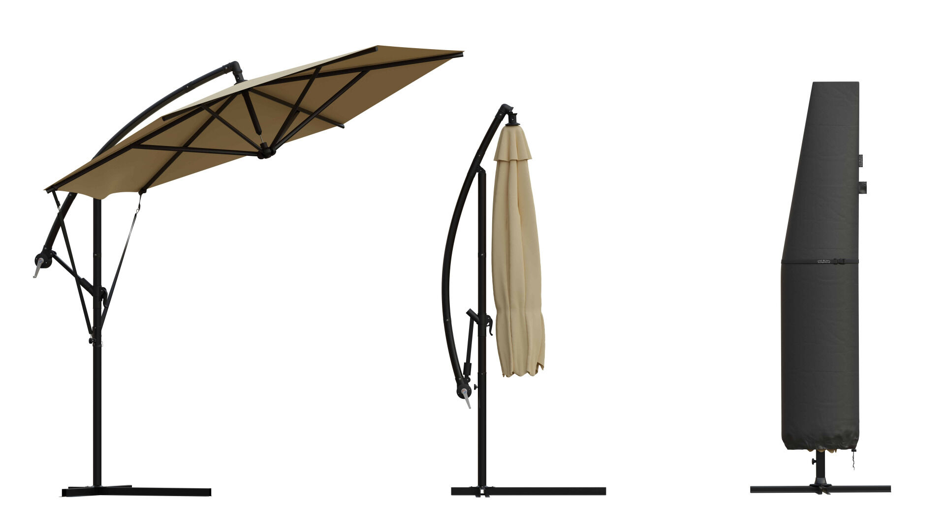 Abdeckung Sonnenschirm/Ampelschirm Anthrazit Ø350cm