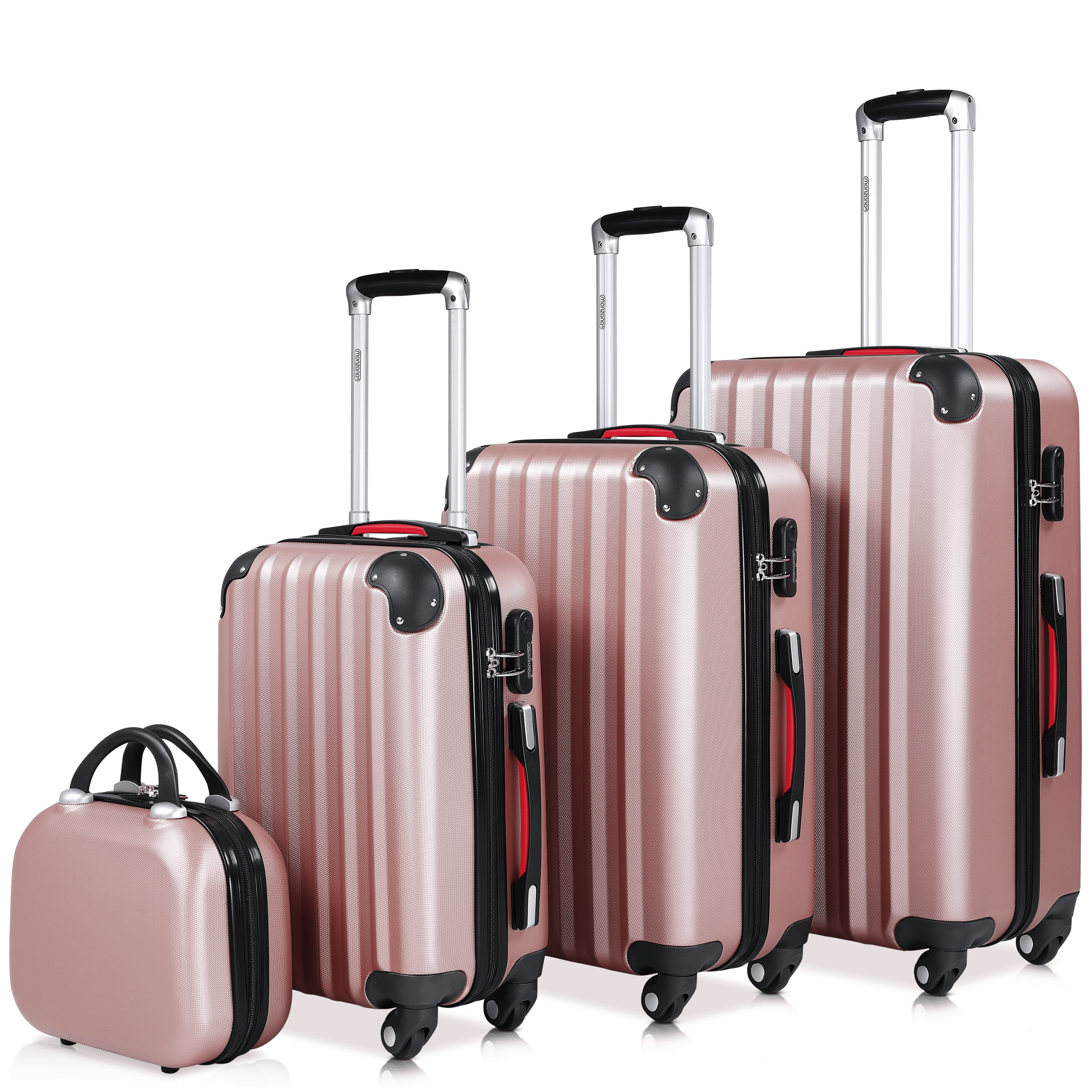 Hartschalenkoffer Set 4-tlg mit Zubehör Rollen 360º Rosé ABS
