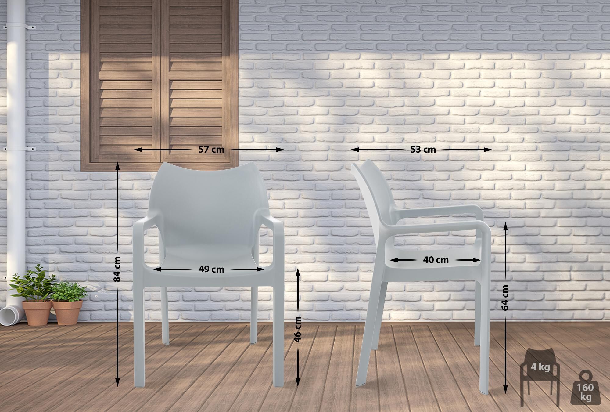 2er SET Stapelstuhl DIVA, hellgrau